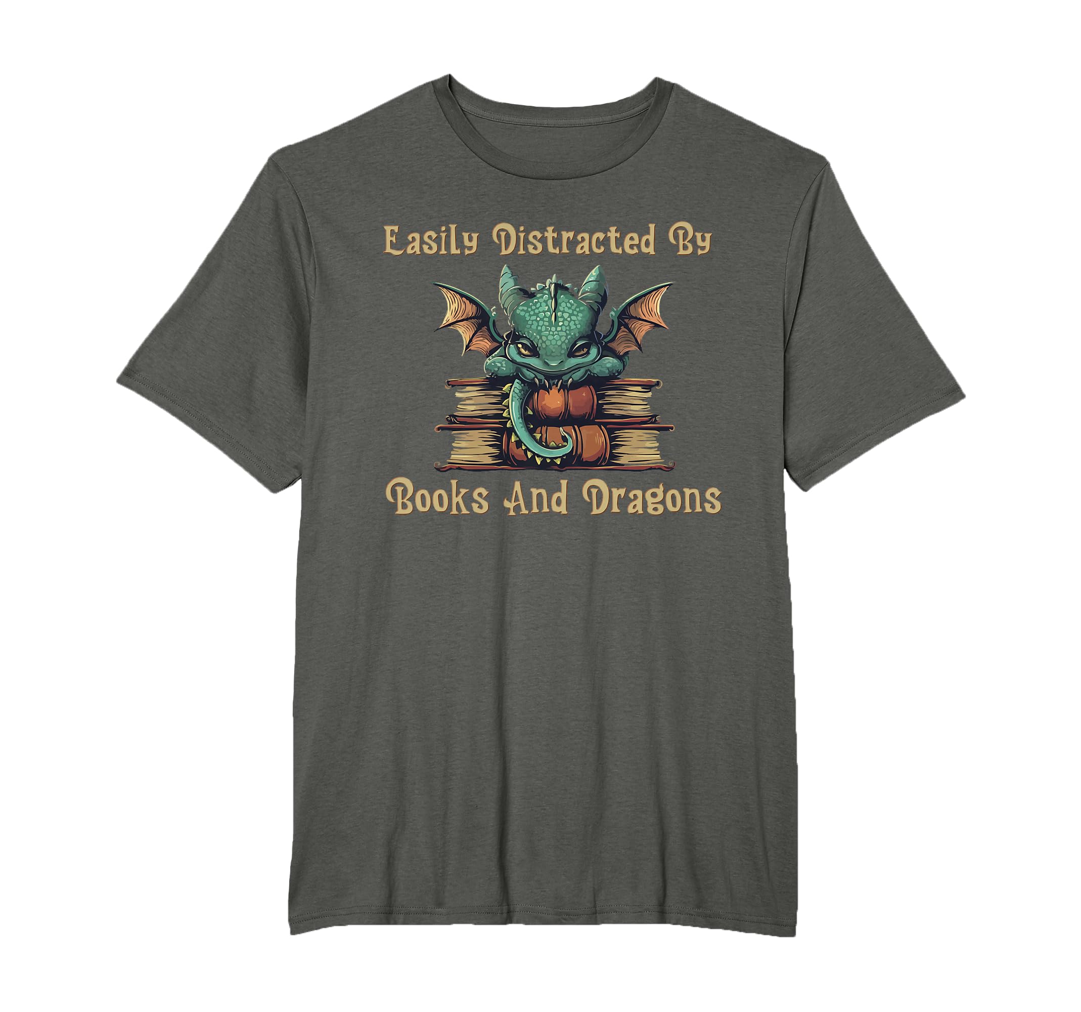 Easily Distracted Books And Dragons T-Shirt - Graphic Print for Adults - T-Shirt, Sweatshirt, Hoodie