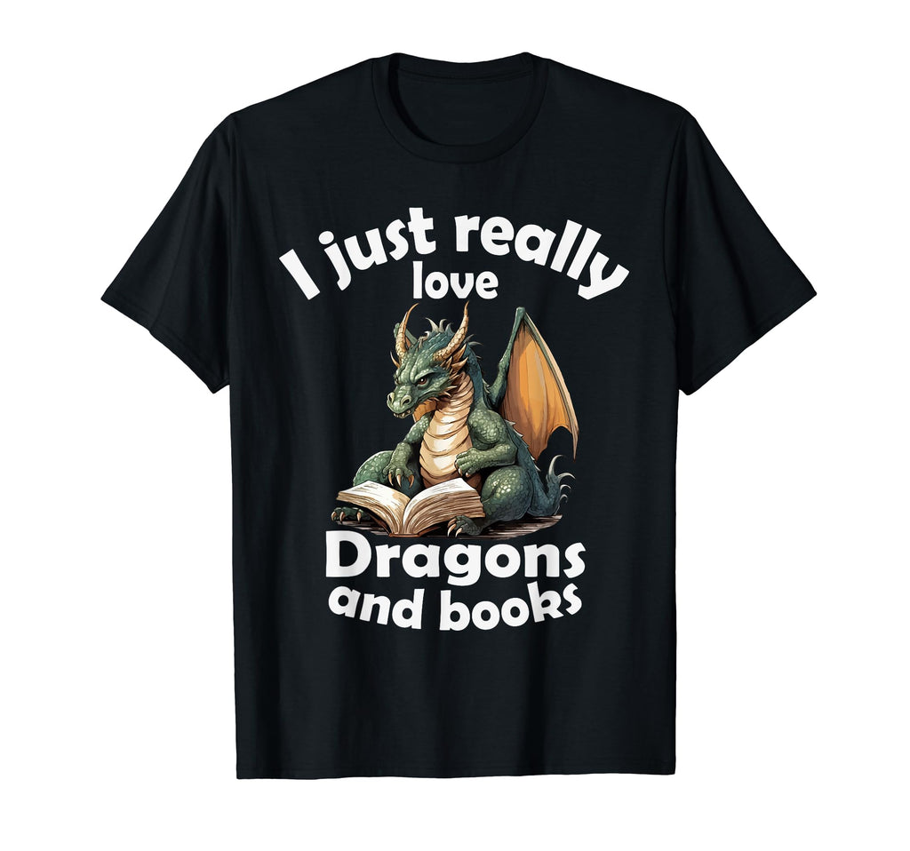 I Just Really Love Dragons And Books T-Shirt - Minimalist Print Unisex - T-Shirt, Sweatshirt, Hoodie