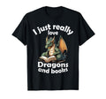 I Just Really Love Dragons And Books T-Shirt - Minimalist Print Unisex - T-Shirt, Sweatshirt, Hoodie
