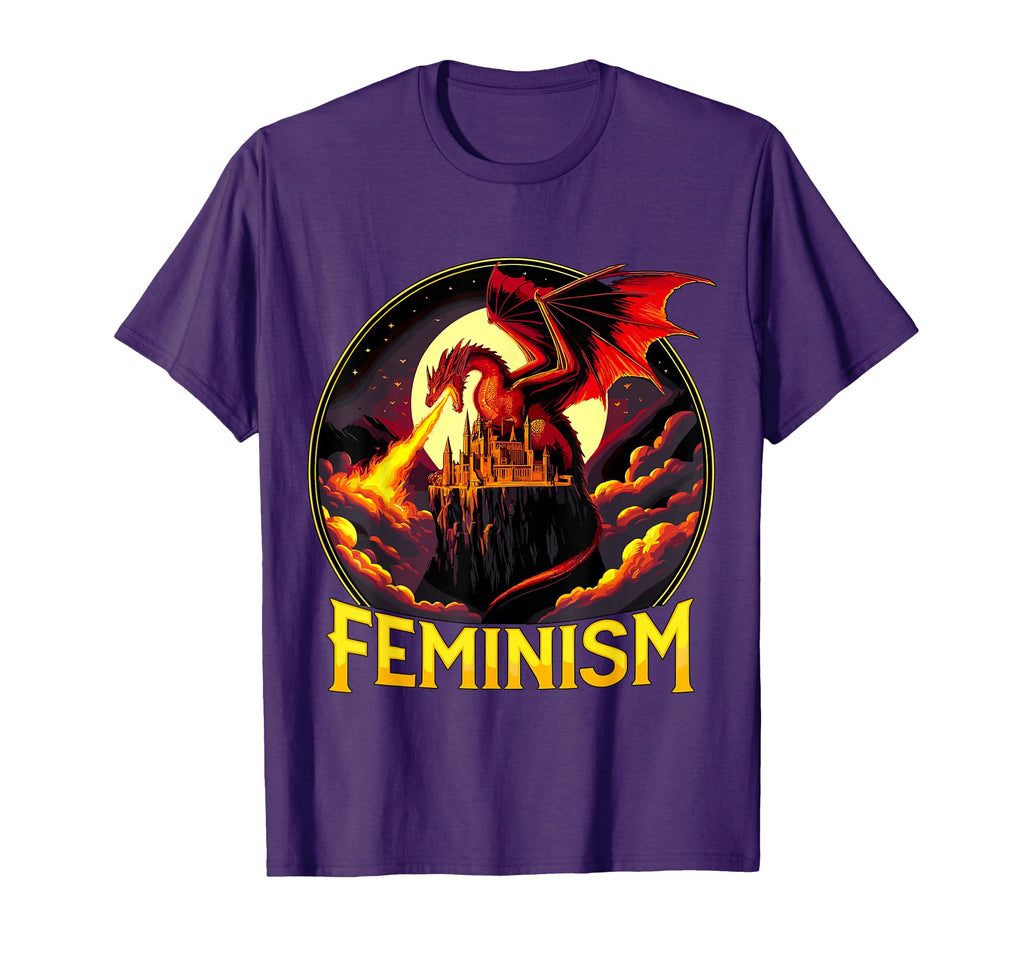 Feminism Fantasy Dragon And Castle T-Shirt - Aesthetic Graphic Unisex - T-Shirt, Sweatshirt, Hoodie