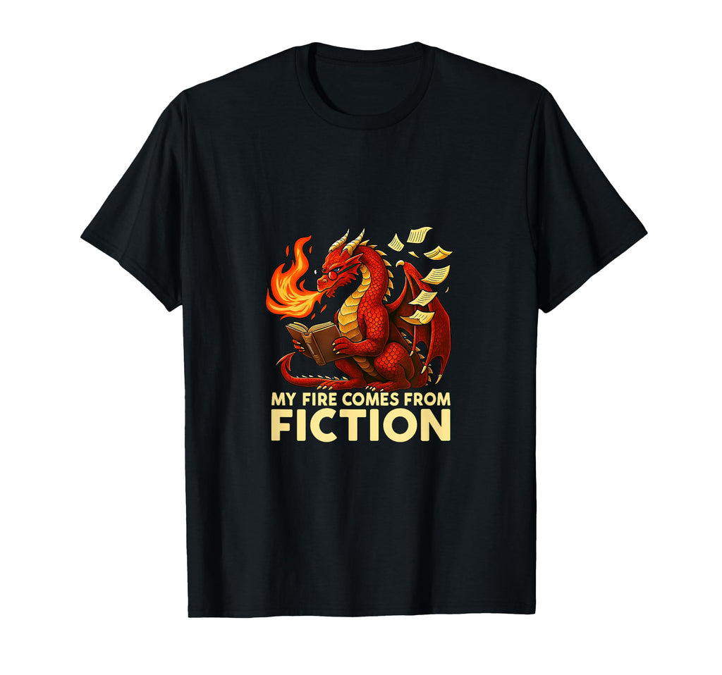 Fiery Dragon Breathing Books Fantasy T-Shirt - Trendy Graphic for Adults - T-Shirt, Sweatshirt, Hoodie