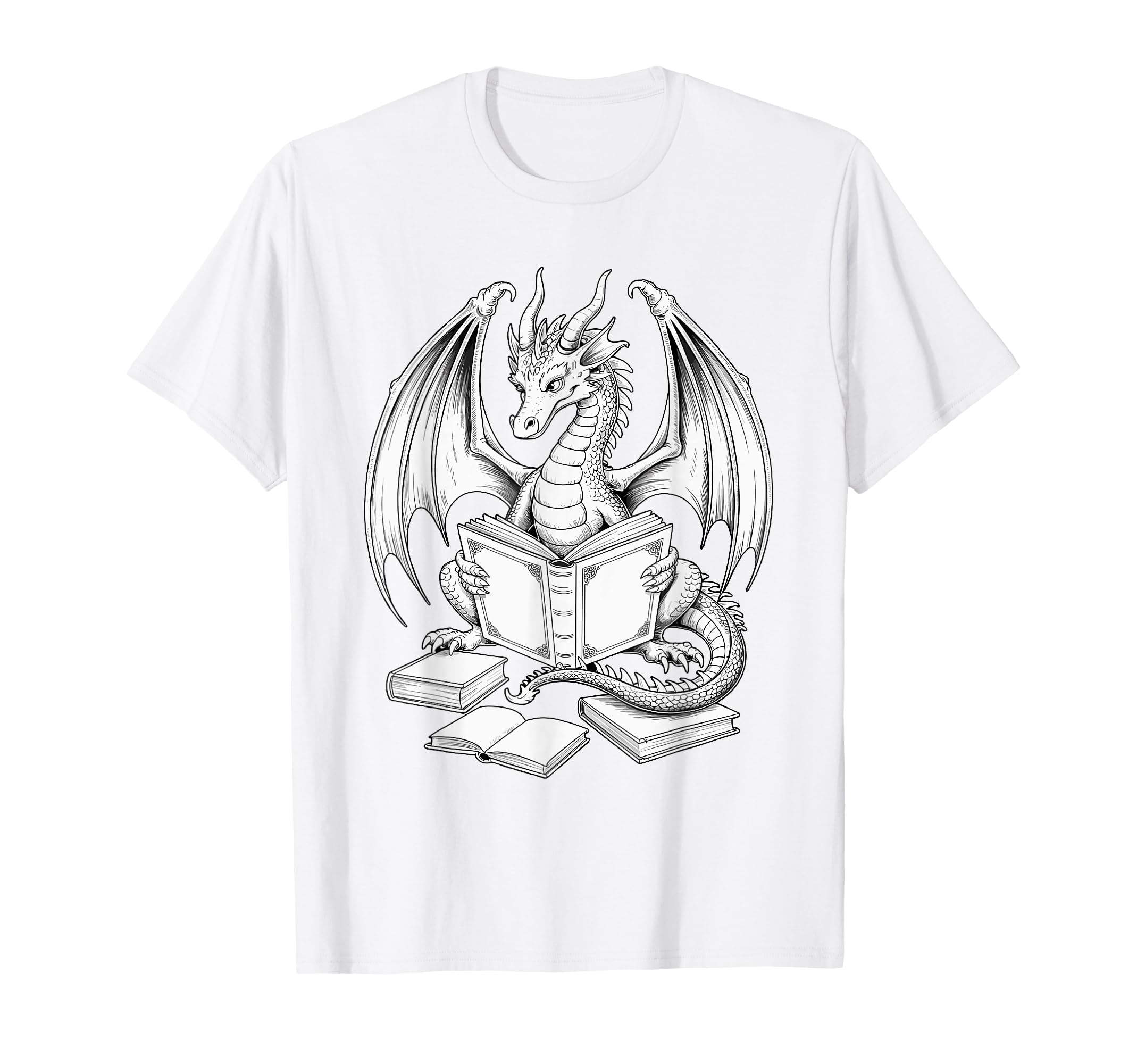 Dragon Reading Book Bookworm Books T-Shirt - Custom Art Print Men Women - T-Shirt, Sweatshirt, Hoodie