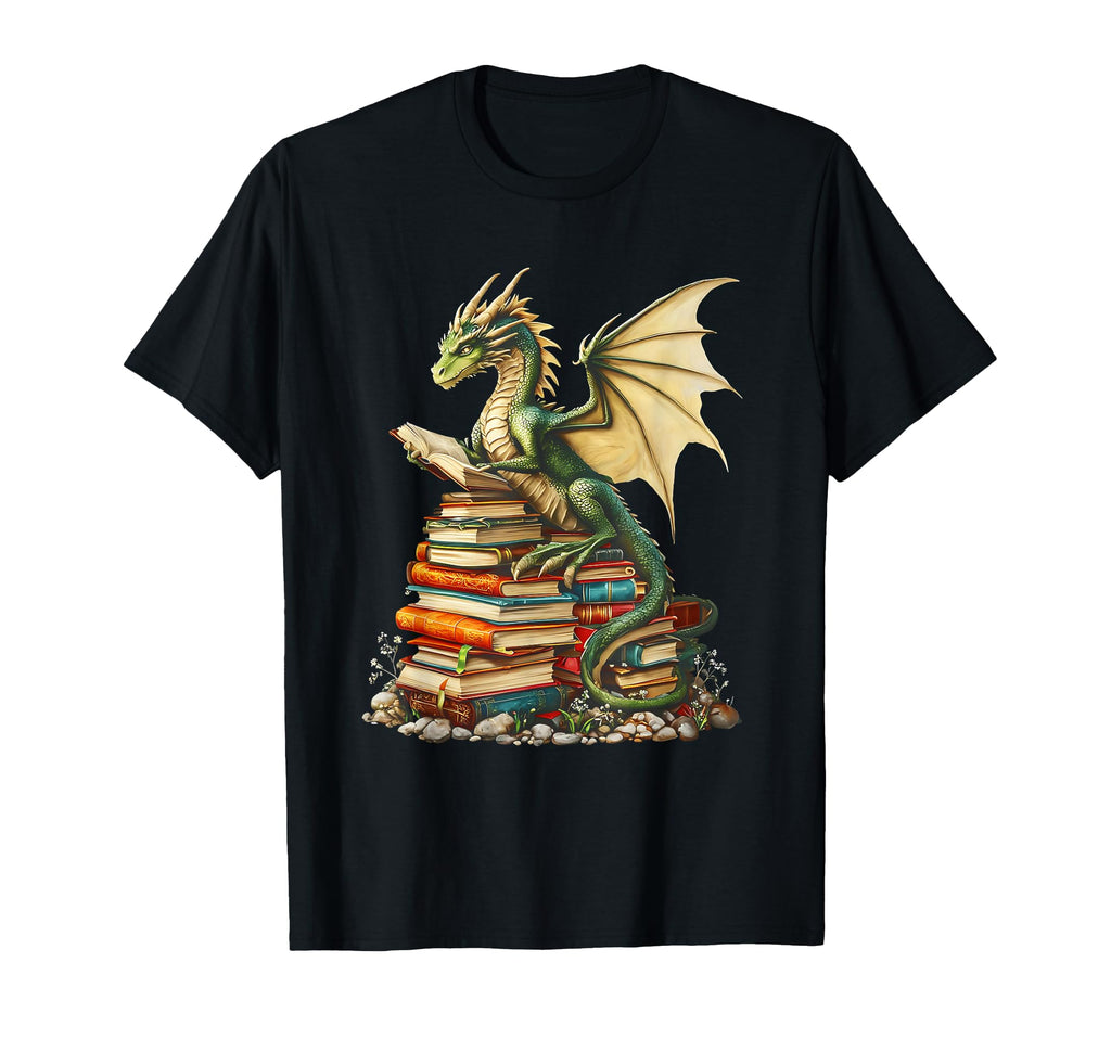Bookworm Green Dragons Reading Book T-Shirt - Fun Novelty Design Unisex - T-Shirt, Sweatshirt, Hoodie