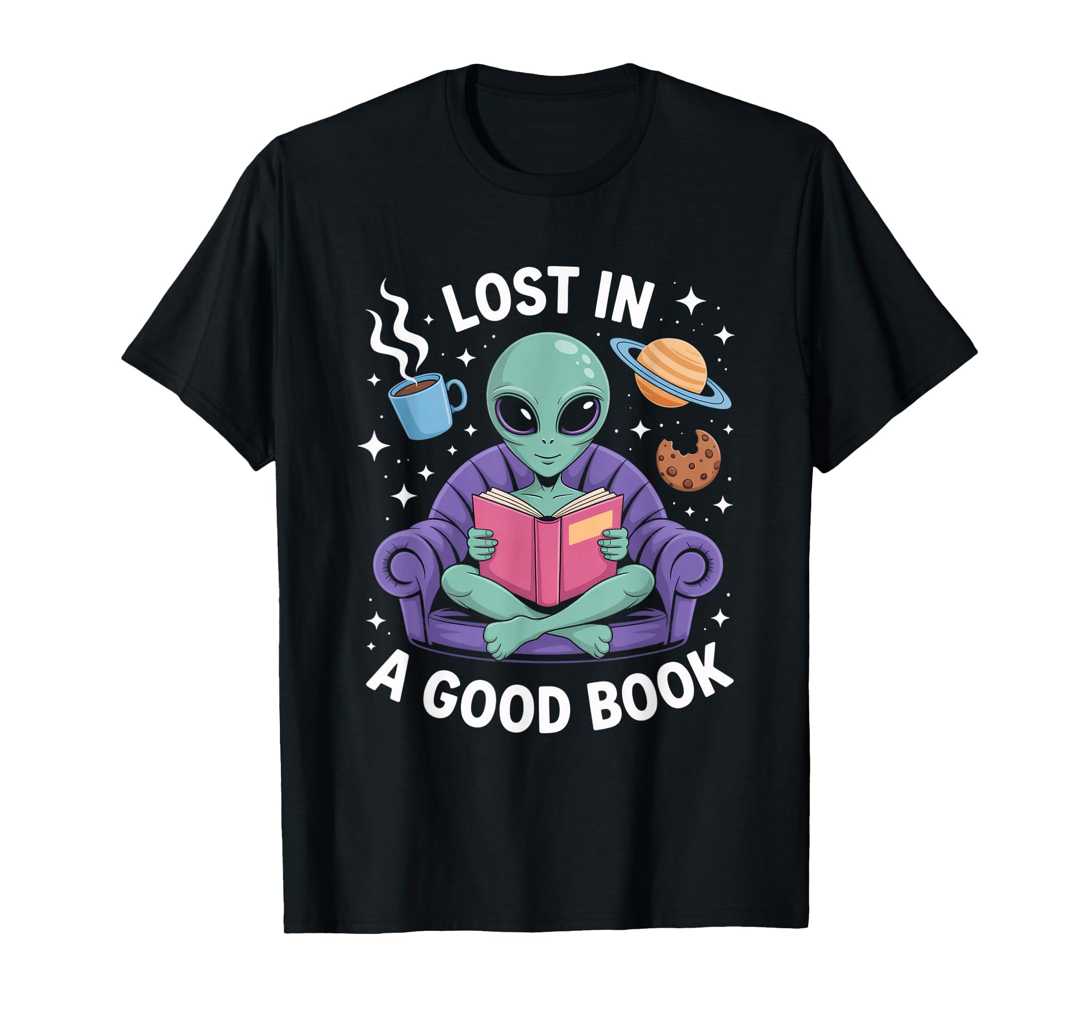 Lost Good Book Alien Reader Relaxed T-Shirt - Minimalist Print Unisex - T-Shirt, Sweatshirt, Hoodie