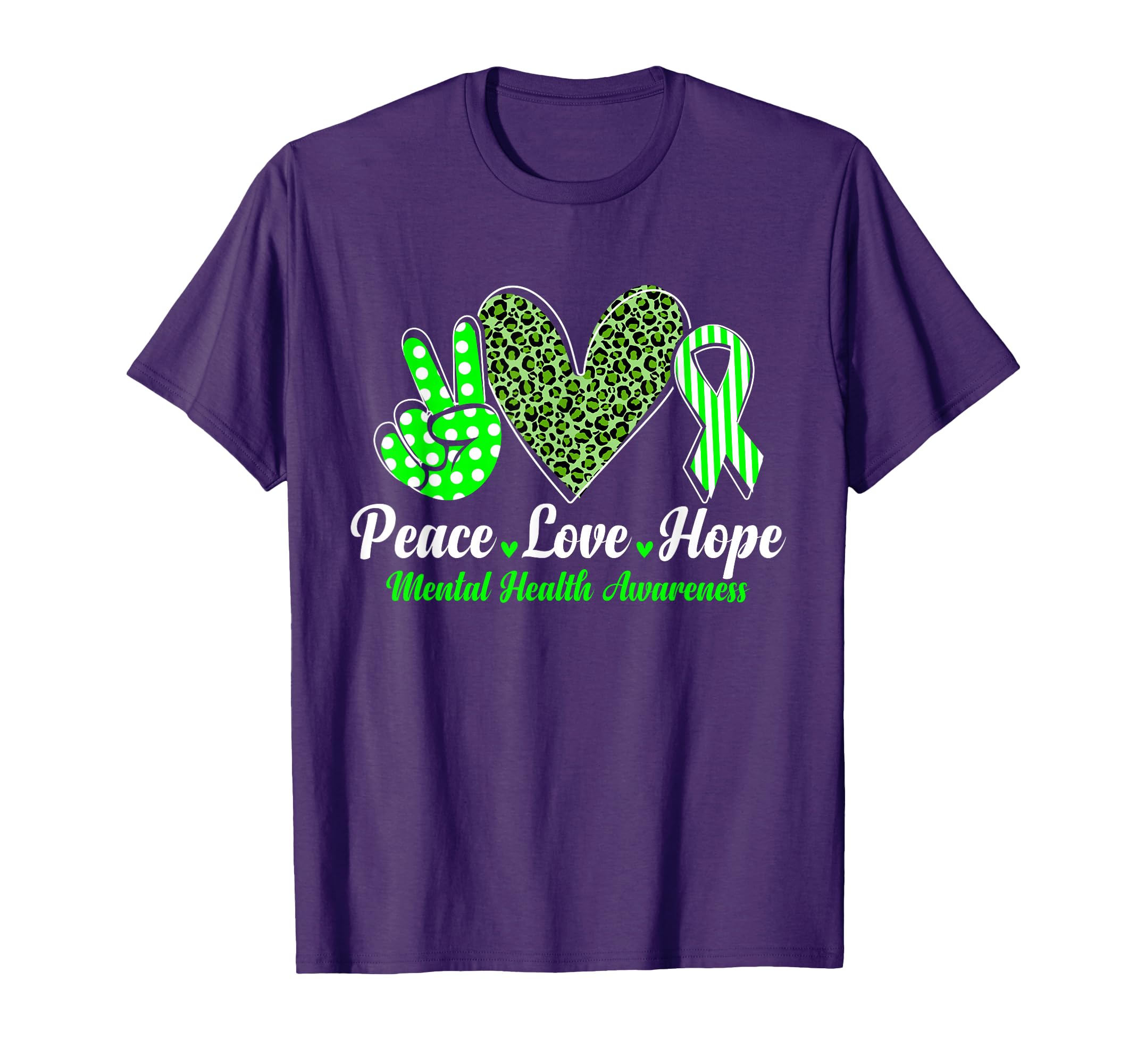 Green Ribbon Funny Peace Love Hope T-Shirt - Minimalist Print Men Women - T-Shirt, Sweatshirt, Hoodie