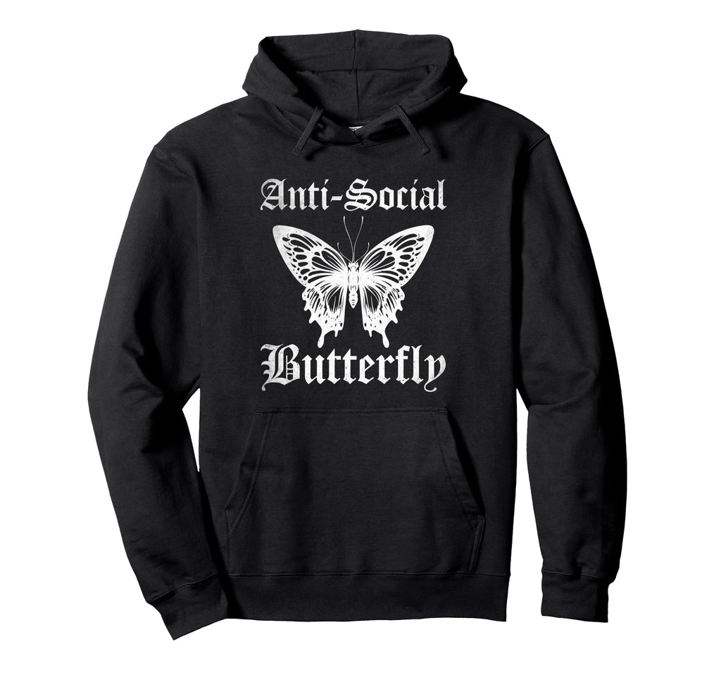 Funny Anti Social Butterfly Introvert Hoodie - Custom Art Print Unisex - T-Shirt, Sweatshirt, Hoodie