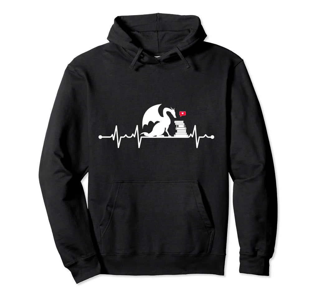 Dragon And Books Heartbeat Dragon Lover Hoodie - Custom Art Print Men Women - T-Shirt, Sweatshirt, Hoodie