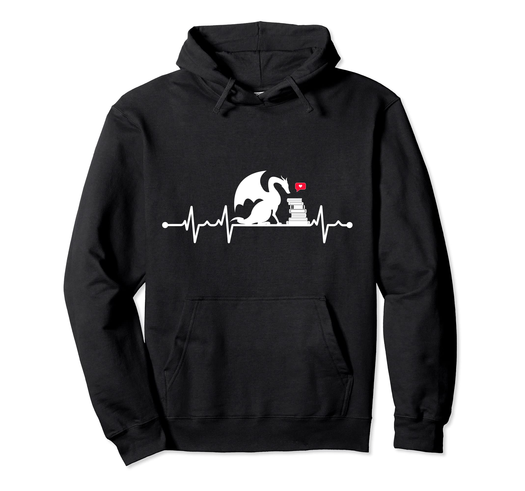 Dragon And Books Heartbeat Dragon Lover Hoodie - Custom Art Print Men Women - T-Shirt, Sweatshirt, Hoodie