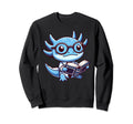 Axolotl Reading Book Nerd Sweatshirt - Fun Novelty Design Men Women - T-Shirt, Sweatshirt, Hoodie