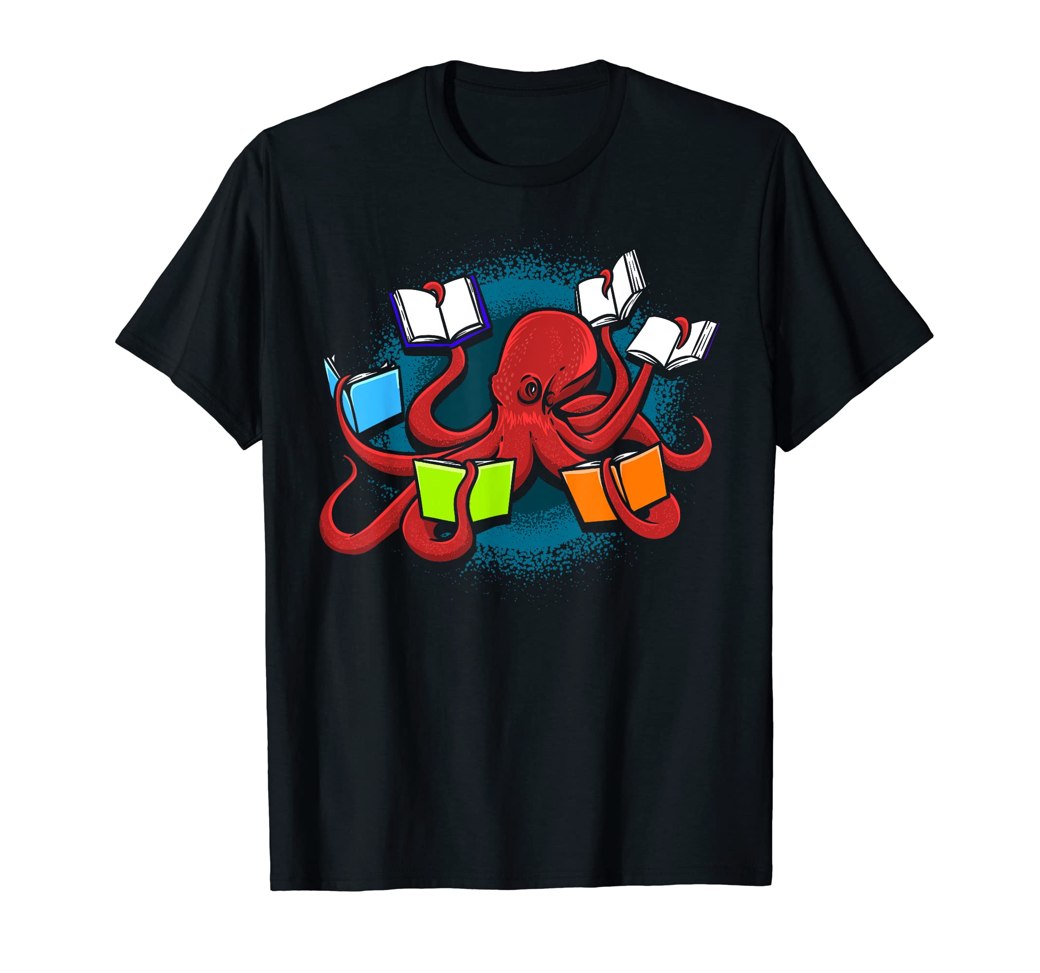 Octopus Reading Books Reader Bookworm T-Shirt - Unique Graphic Unisex - T-Shirt, Sweatshirt, Hoodie