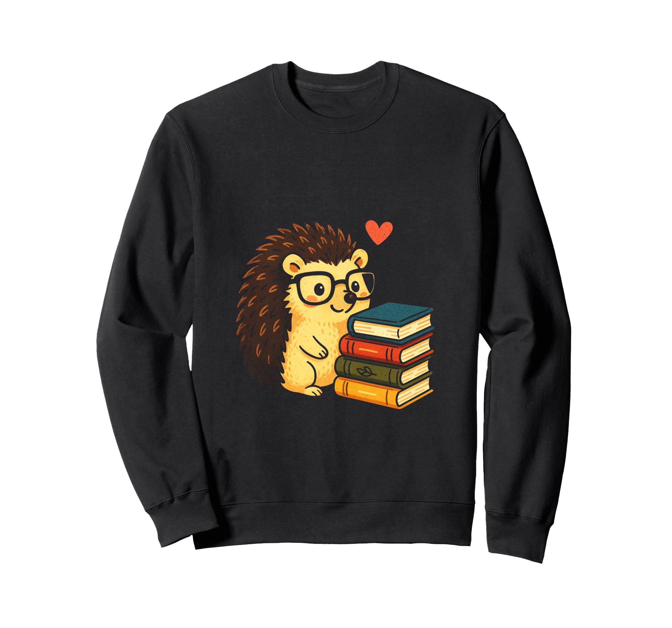Hedgehog Nerd Book Lover Sweatshirt - Trendy Graphic for Adults - T-Shirt, Sweatshirt, Hoodie
