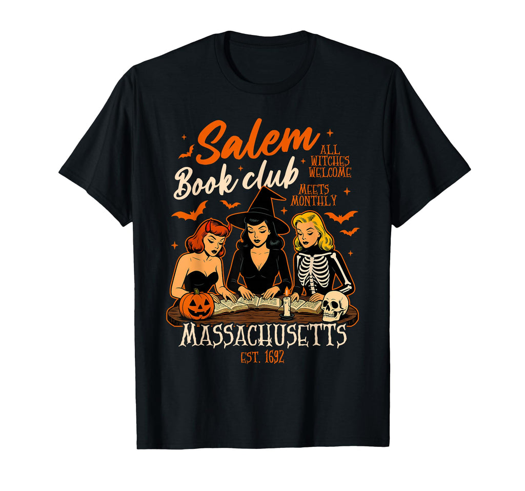 Halloween Book Reading Witch Salem T-Shirt - Fun Novelty Design Men Women - T-Shirt, Sweatshirt, Hoodie