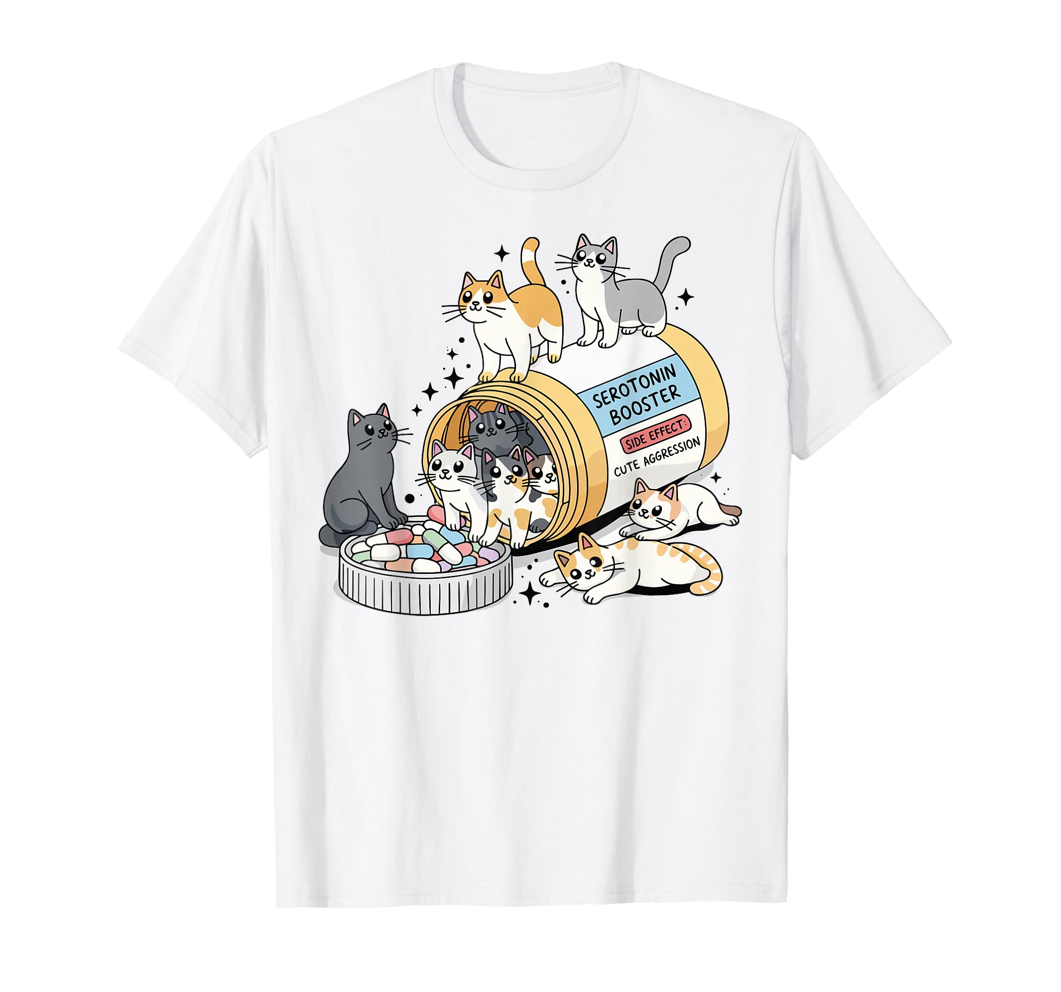 Funny Cat Lover Mental Health Serotonin T-Shirt - Graphic Print Men Women - T-Shirt, Sweatshirt, Hoodie