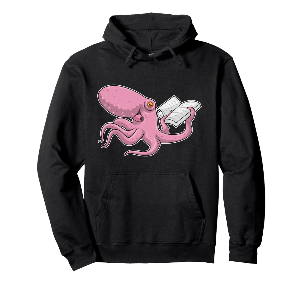 Octopus Nerd Book Hoodie - Trendy Graphic for Adults - T-Shirt, Sweatshirt, Hoodie