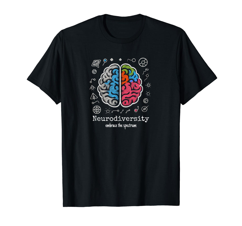 Colorful Rainbow Brain Neurodiversity T-Shirt - Minimalist Print Men Women - T-Shirt, Sweatshirt, Hoodie