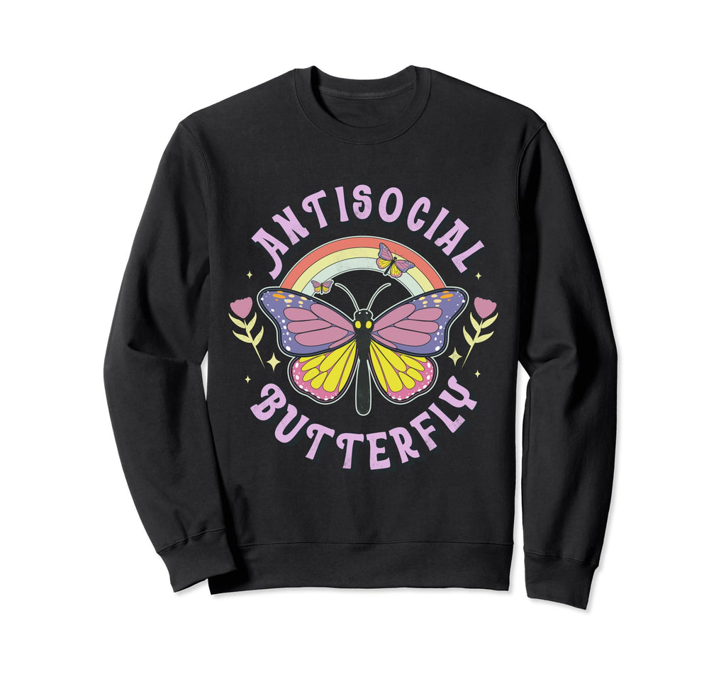 Antisocial Butterfly Groovy T Sweatshirt - Casual Everyday Wear Unisex - T-Shirt, Sweatshirt, Hoodie
