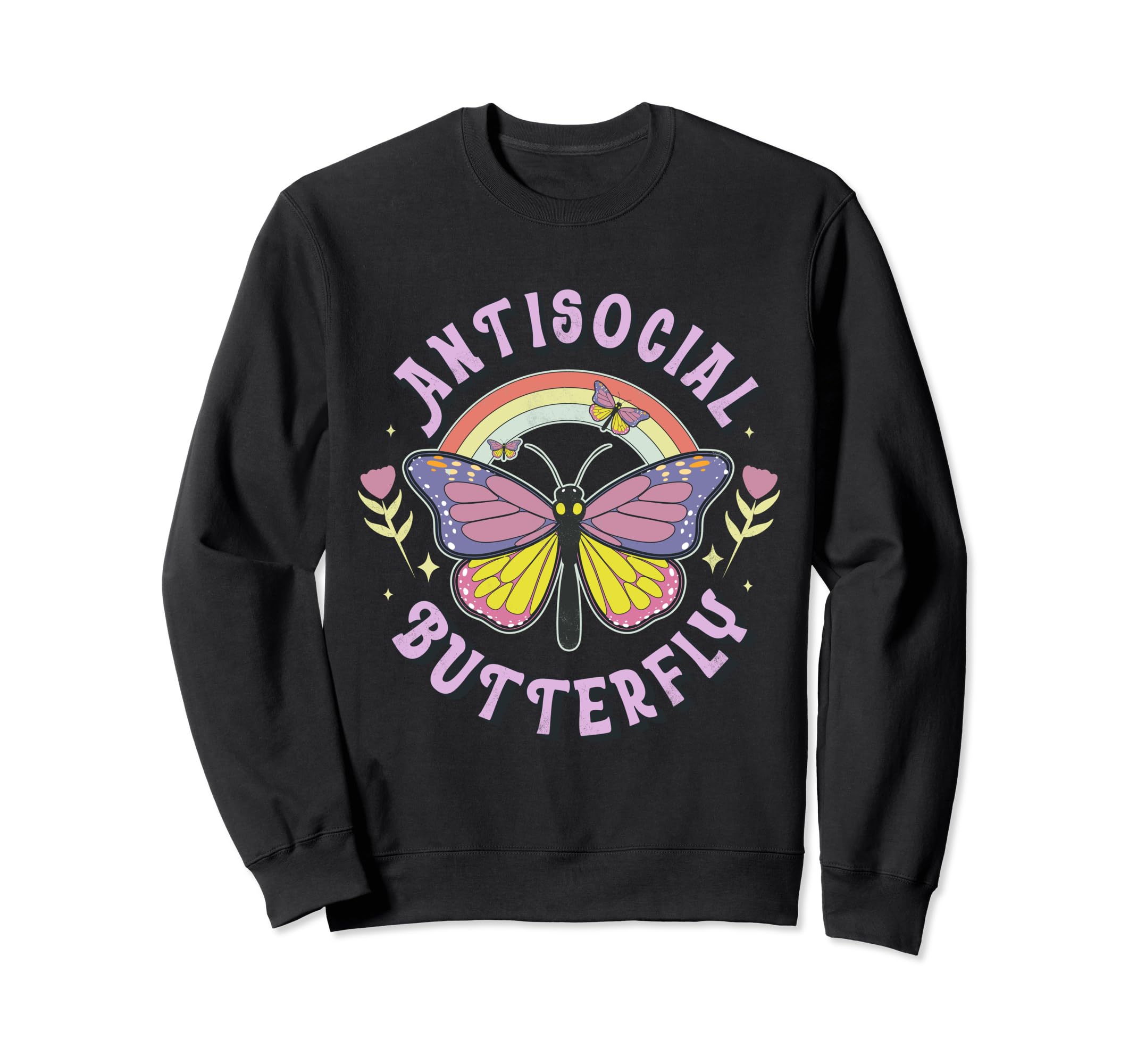 Antisocial Butterfly Groovy T Sweatshirt - Casual Everyday Wear Unisex - T-Shirt, Sweatshirt, Hoodie