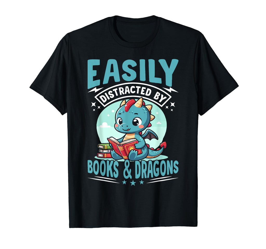 Easily Distracted Books And Dragons T-Shirt - Novelty Apparel Men Women - T-Shirt, Sweatshirt, Hoodie