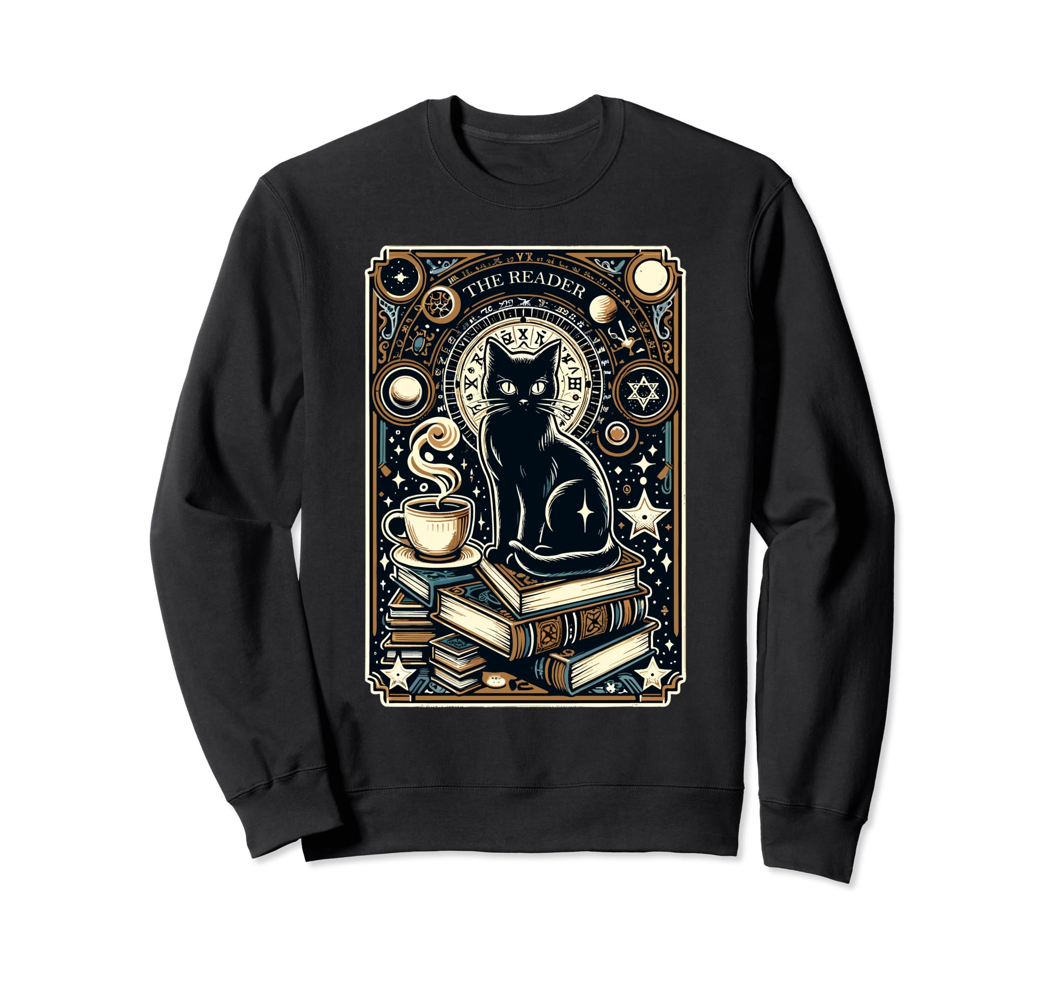 Reader Black Cat Tarot Card Librarian Sweatshirt - Streetwear Style Unisex - T-Shirt, Sweatshirt, Hoodie
