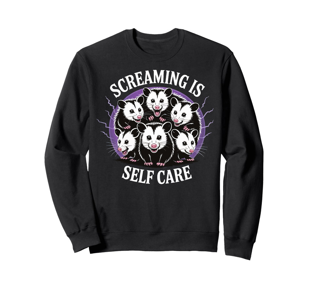 Opossum Therapeutic Screaming Stress Sweatshirt - Graphic Print Unisex - T-Shirt, Sweatshirt, Hoodie