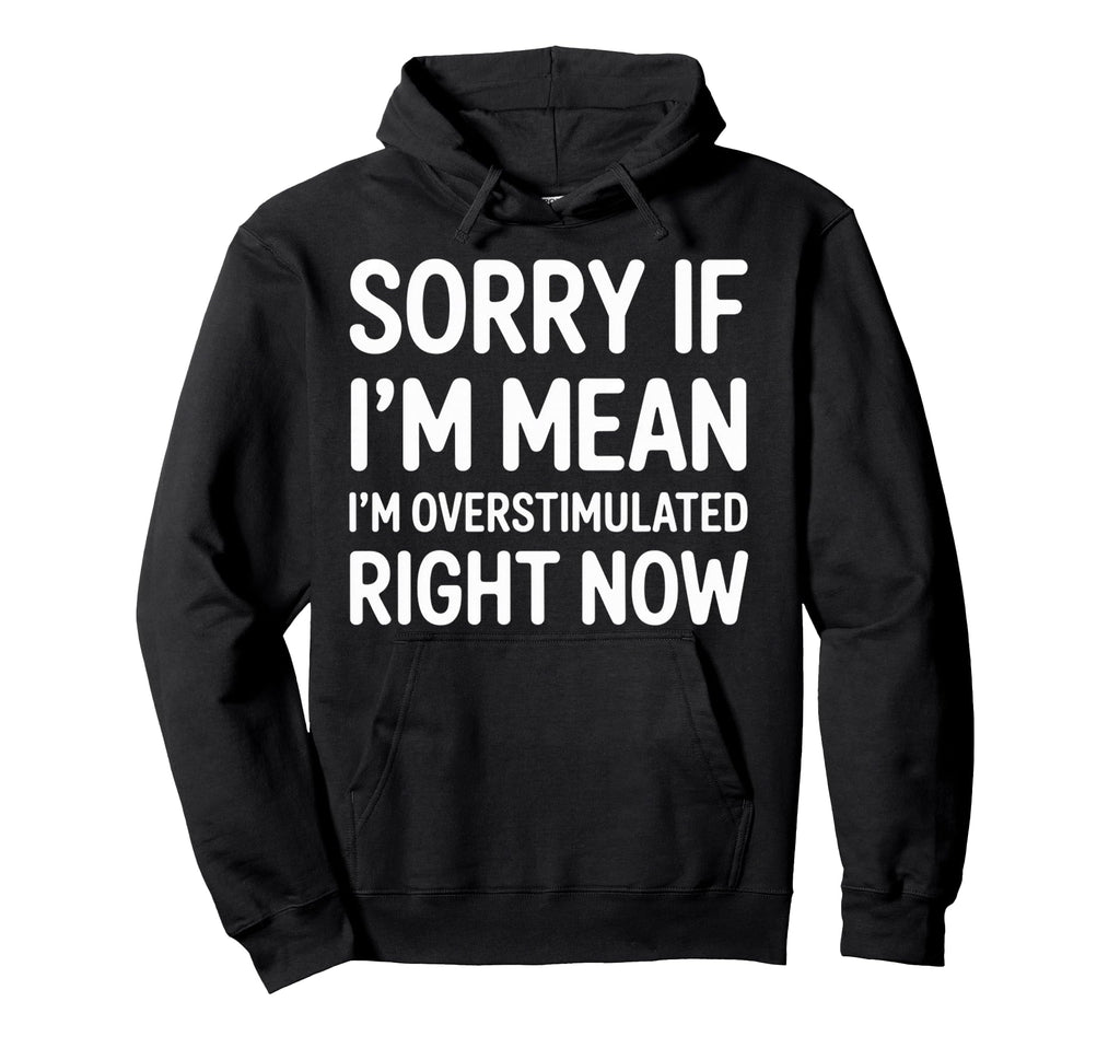 Sorry If Im Mean Im Overstimulated Right Hoodie - Unique Graphic Men Women - T-Shirt, Sweatshirt, Hoodie