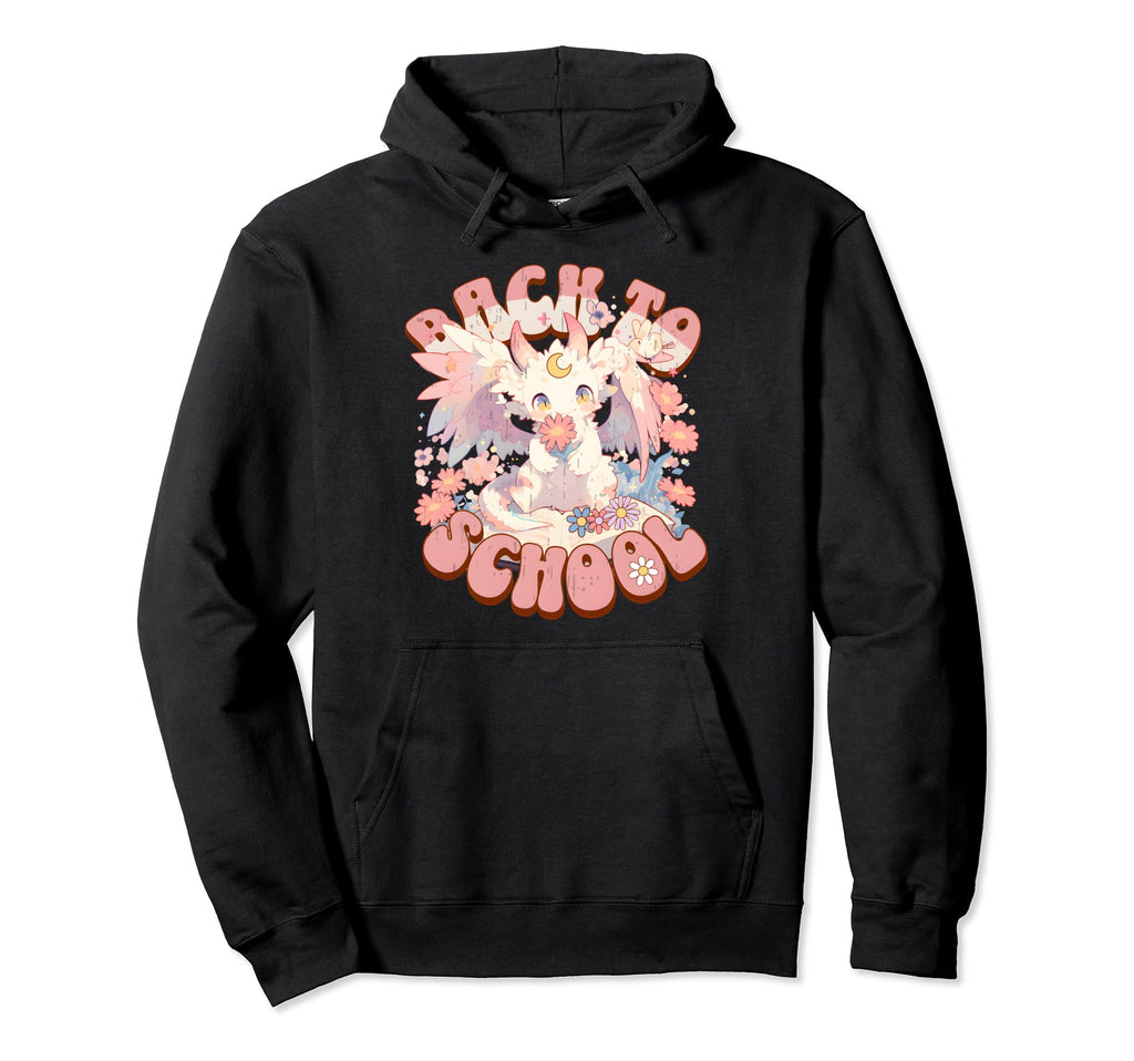 Back To School Dragon Little Bookworm Pastel Hoodie - Graphic Print Unisex - T-Shirt, Sweatshirt, Hoodie