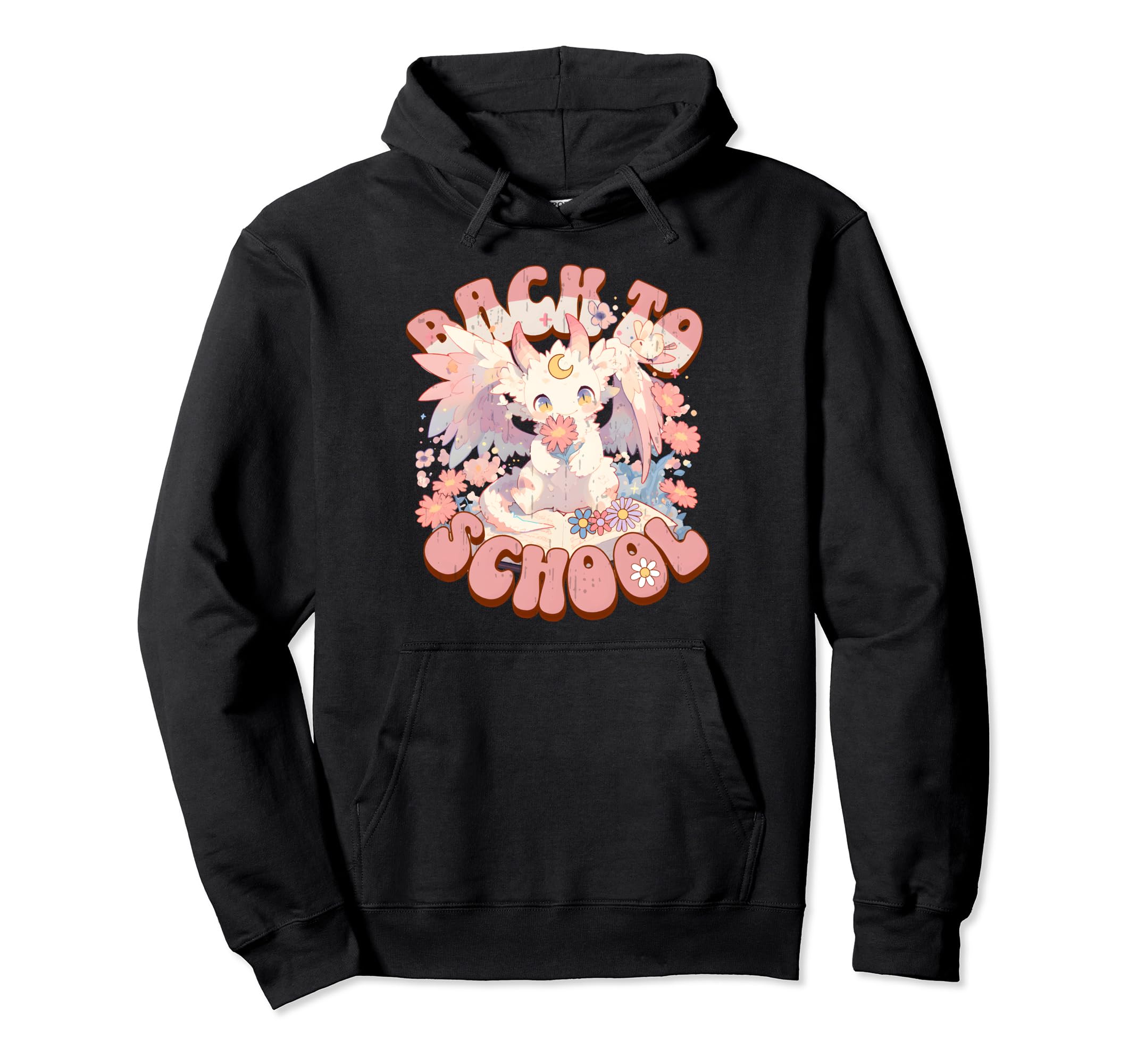 Back To School Dragon Little Bookworm Pastel Hoodie - Graphic Print Unisex - T-Shirt, Sweatshirt, Hoodie