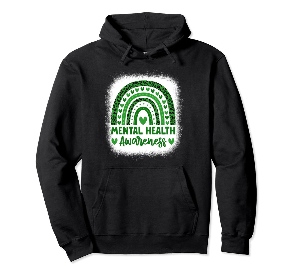 Mental Health Awareness Green Ribbon Hoodie - Unique Graphic Men Women - T-Shirt, Sweatshirt, Hoodie