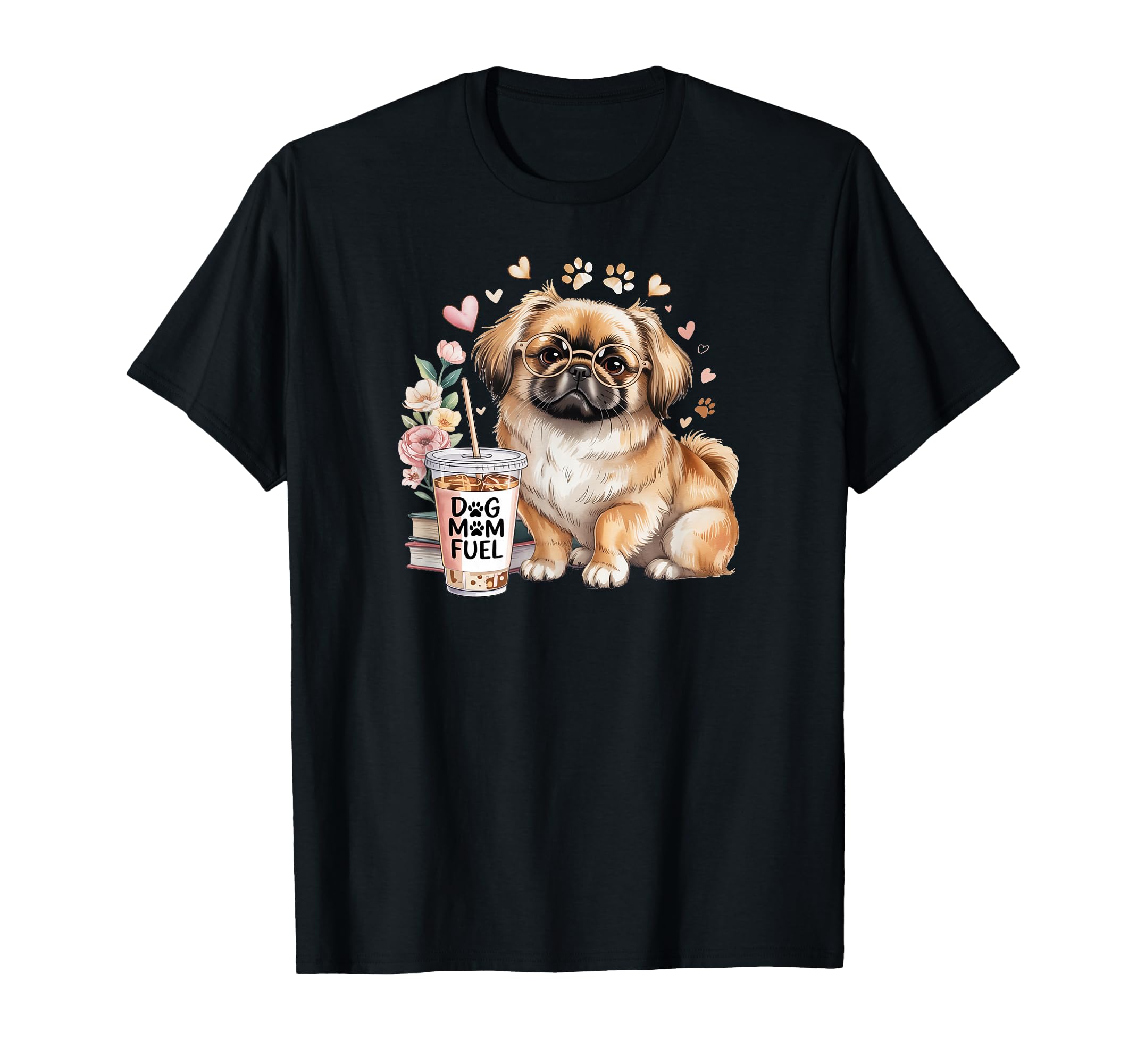 Pekingese Dog Moms Books And Iced T-Shirt - Trendy Graphic for Adults - T-Shirt, Sweatshirt, Hoodie