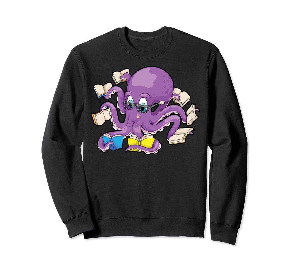 Octopus 8 Books Seafood Fans Funny Sweatshirt - Minimalist Print Men Women - T-Shirt, Sweatshirt, Hoodie