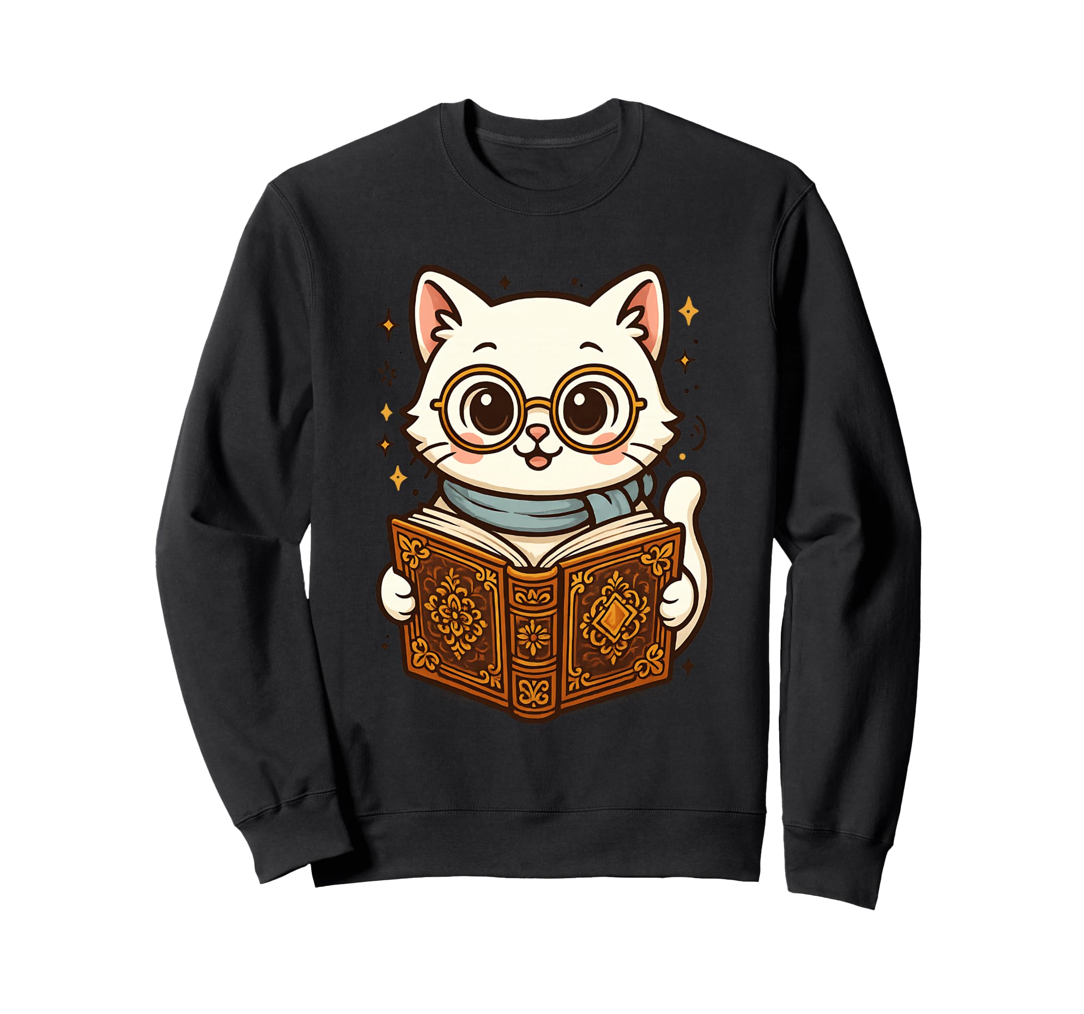 Cat Reading Book Nerd Kitty Sweatshirt - Streetwear Style for Adults - T-Shirt, Sweatshirt, Hoodie