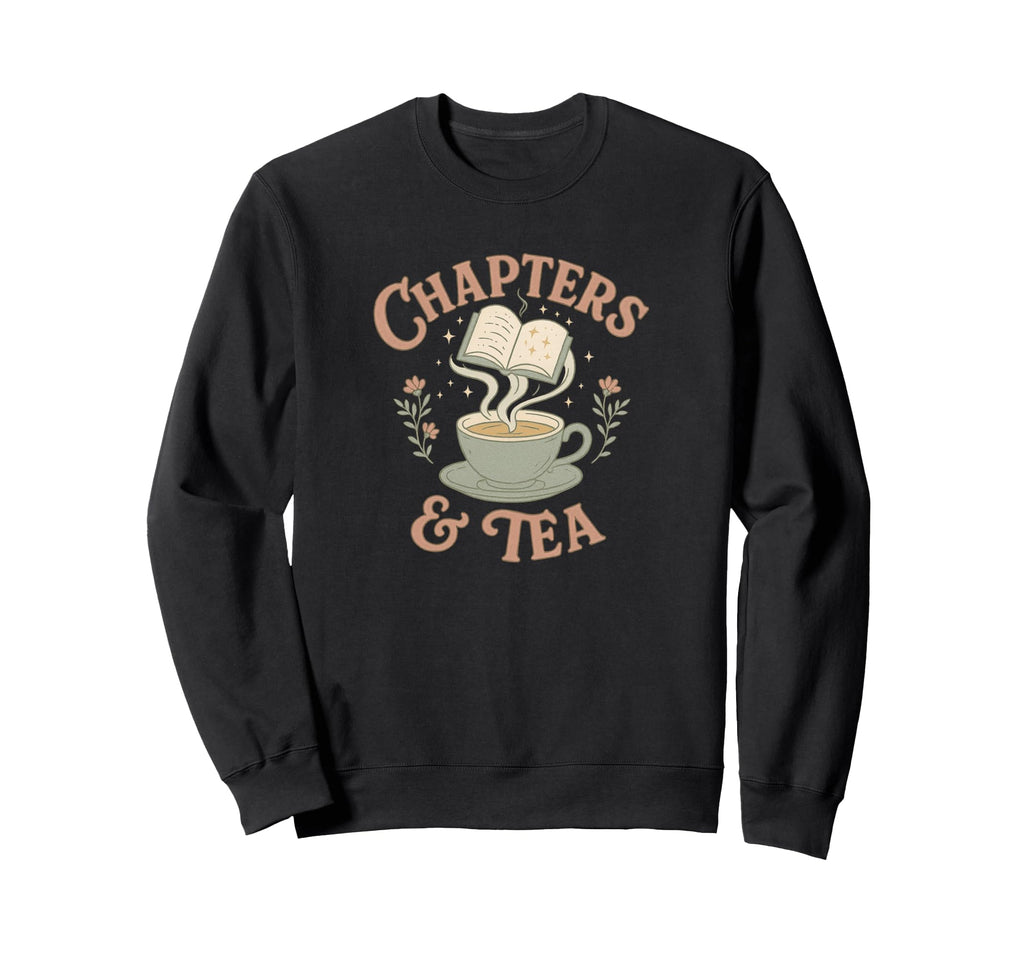 Chapters And Tea Cozy Bookish Reading Sweatshirt - Minimalist Print Unisex - T-Shirt, Sweatshirt, Hoodie
