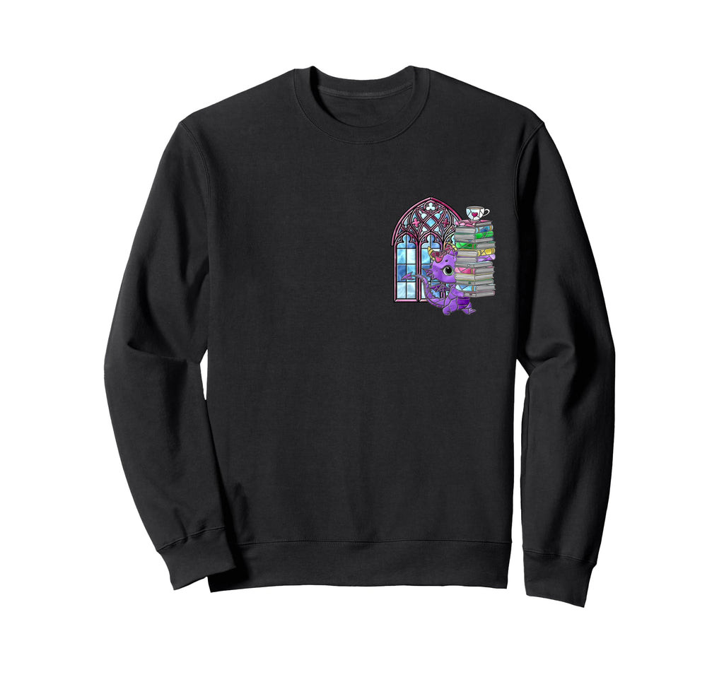 Reading Dragon Fantasy Books Sweatshirt - Trendy Graphic for Adults - T-Shirt, Sweatshirt, Hoodie