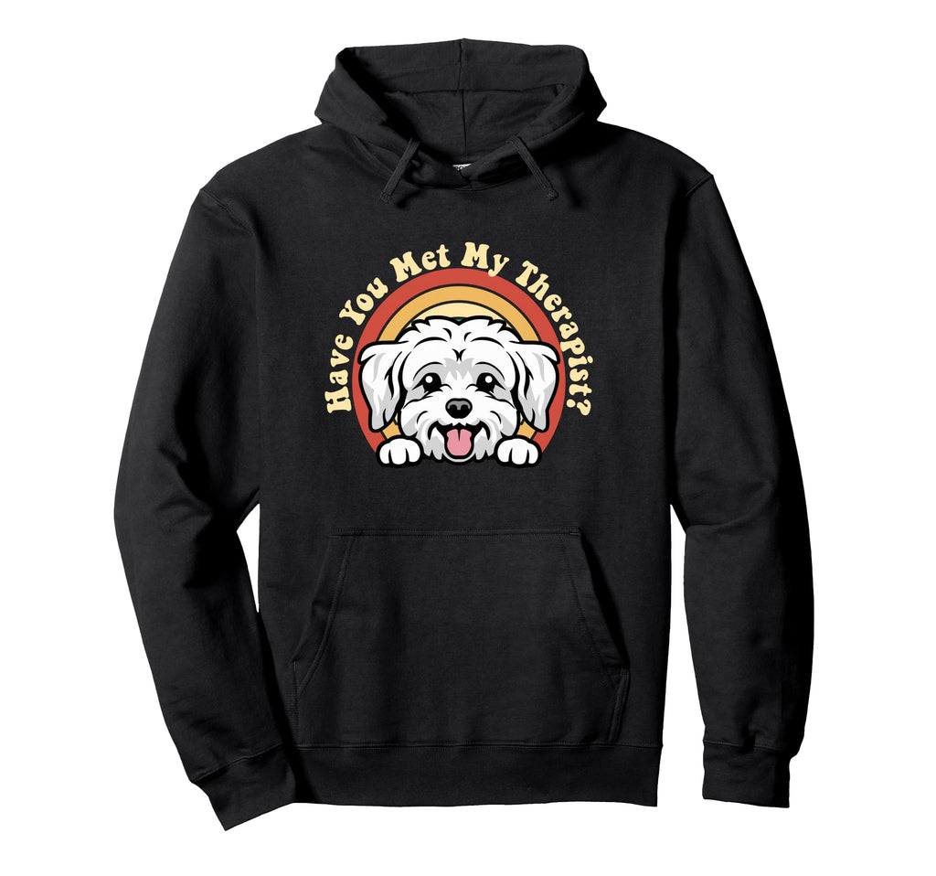 Emotional Support Therapy Dog Maltese Hoodie - Novelty Apparel for Adults - T-Shirt, Sweatshirt, Hoodie