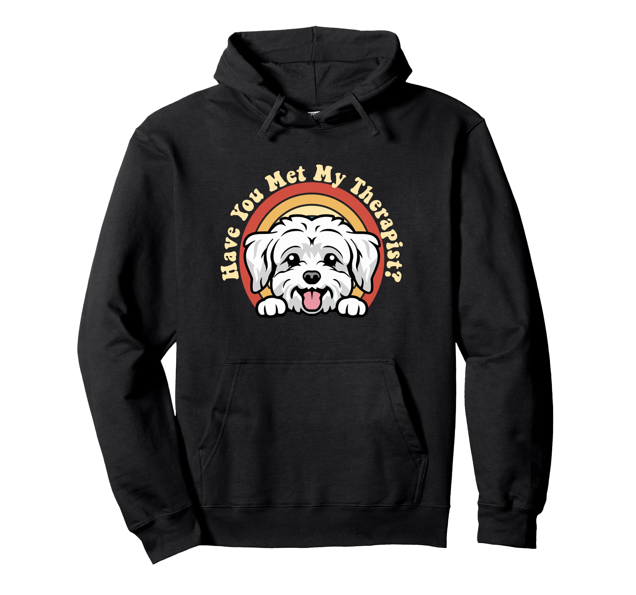 Emotional Support Therapy Dog Maltese Hoodie - Novelty Apparel for Adults - T-Shirt, Sweatshirt, Hoodie