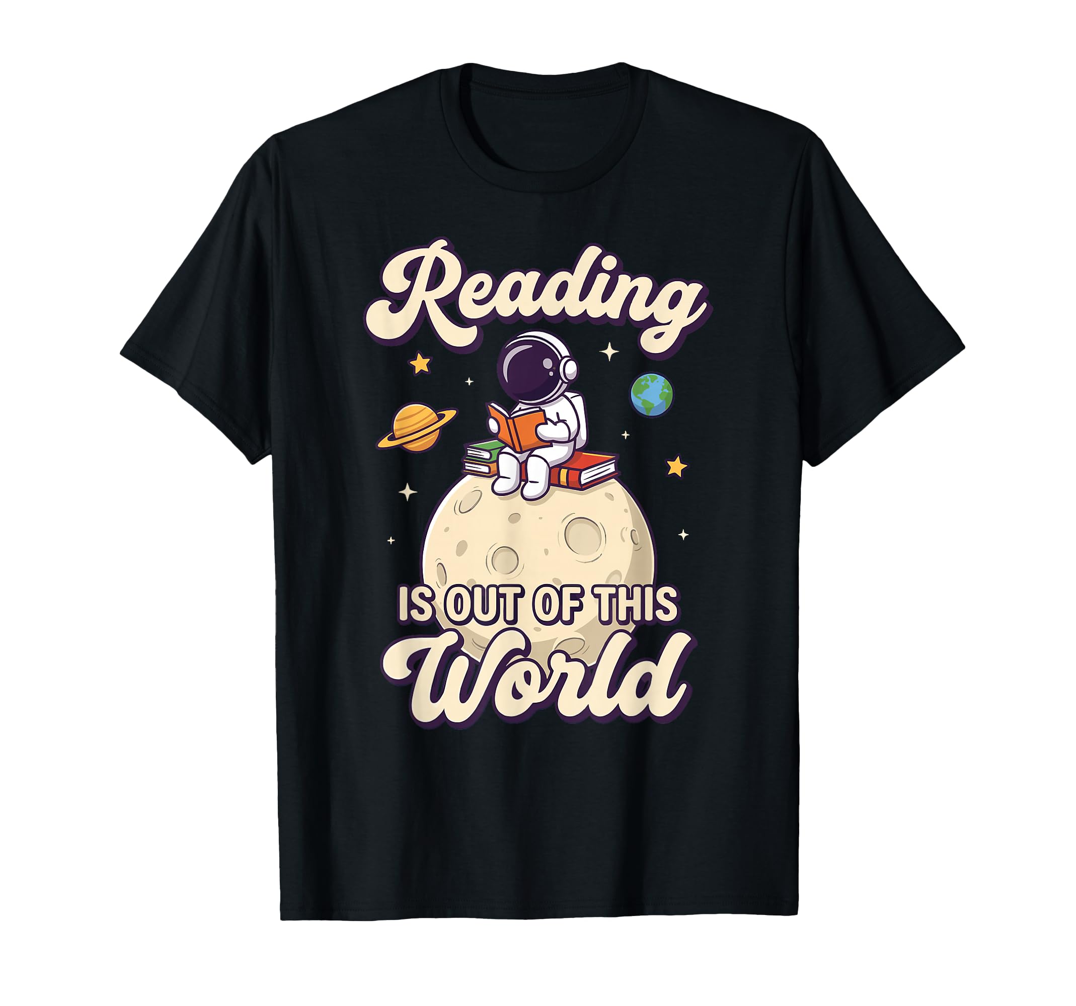 Reading Is Out This World Astronaut Book T-Shirt - Custom Art Print Unisex - T-Shirt, Sweatshirt, Hoodie