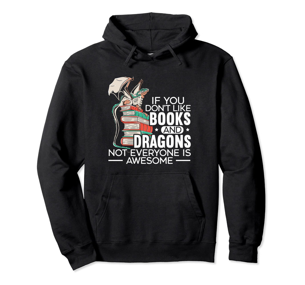 Books And Dragons Bookworm Nerd Hoodie - Custom Art Print Unisex - T-Shirt, Sweatshirt, Hoodie