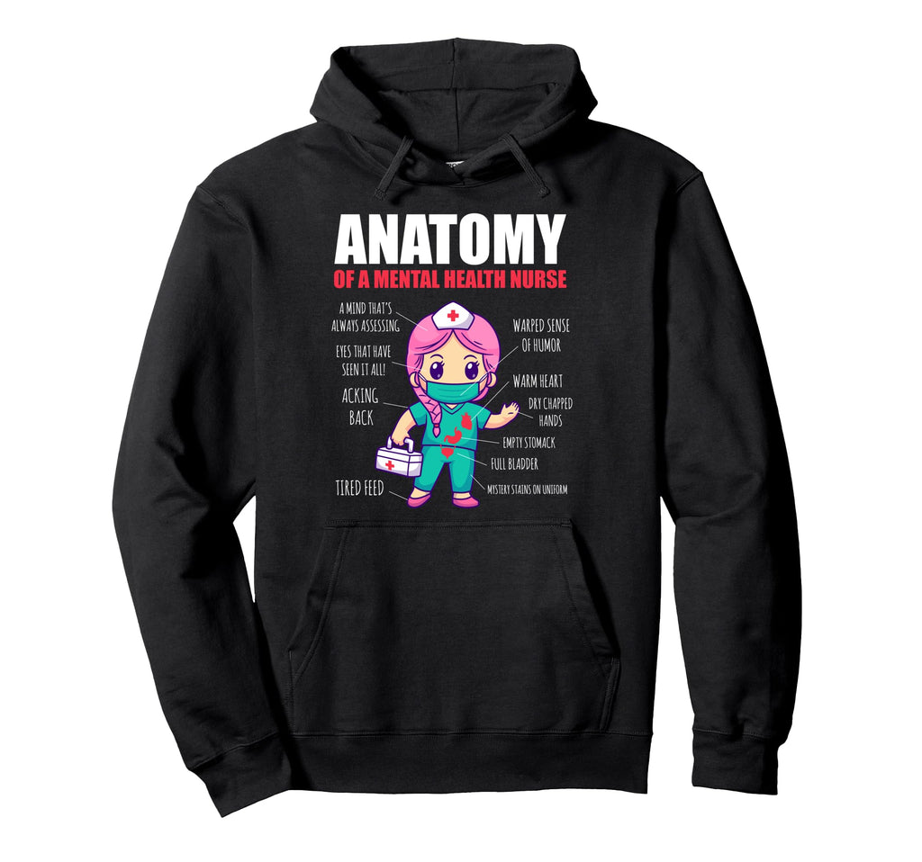 Anatomy Mental Health Nurse Hoodie - Minimalist Print for Adults - T-Shirt, Sweatshirt, Hoodie