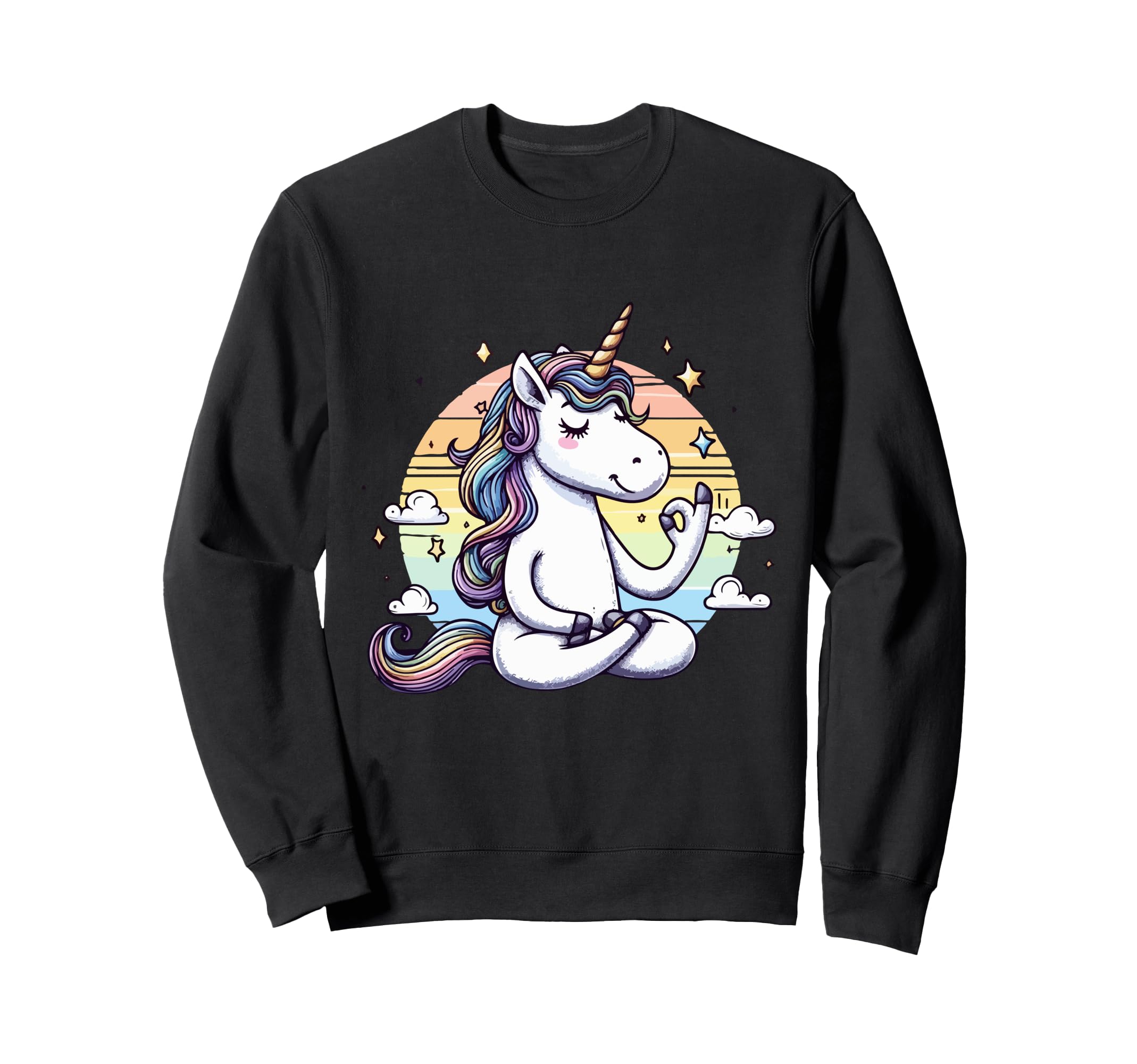 Meditation Unicorn Yoga Pose Relaxing Sweatshirt - Custom Art Print Unisex - T-Shirt, Sweatshirt, Hoodie