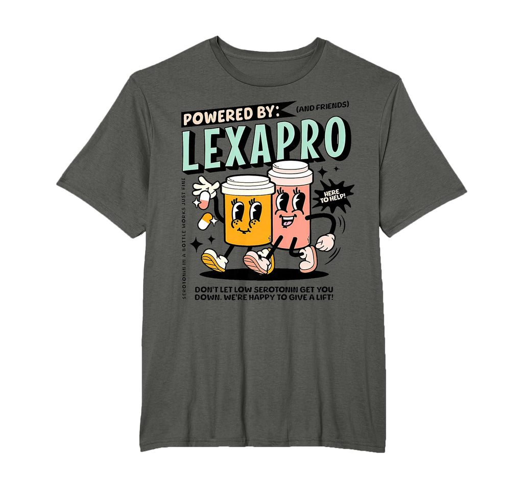 Powered Lexapro Mental Health Dark T-Shirt - Unique Graphic for Adults - T-Shirt, Sweatshirt, Hoodie