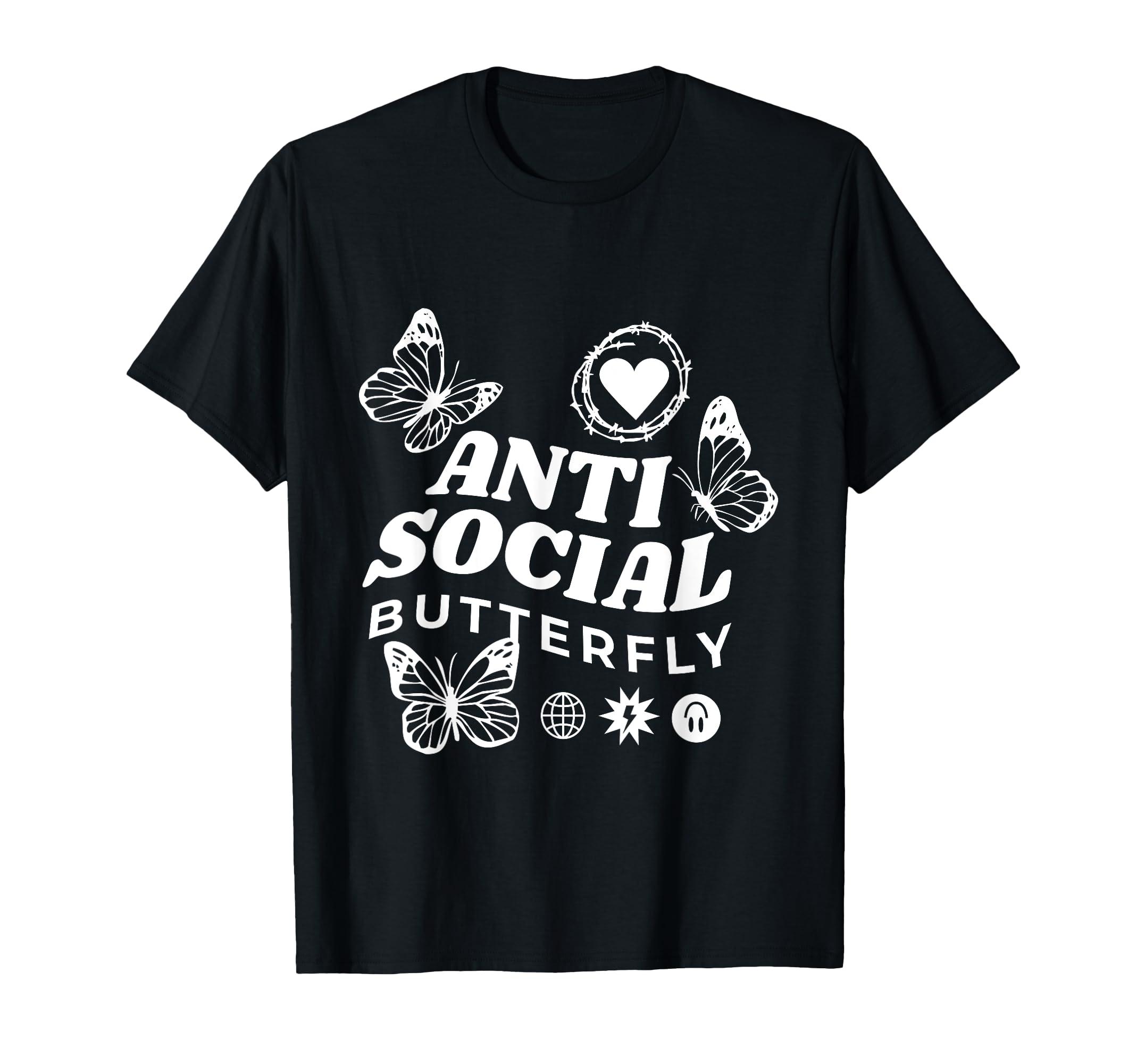 Anti Social Butterfly Heart Butterfly T-Shirt - Aesthetic Graphic Unisex - T-Shirt, Sweatshirt, Hoodie