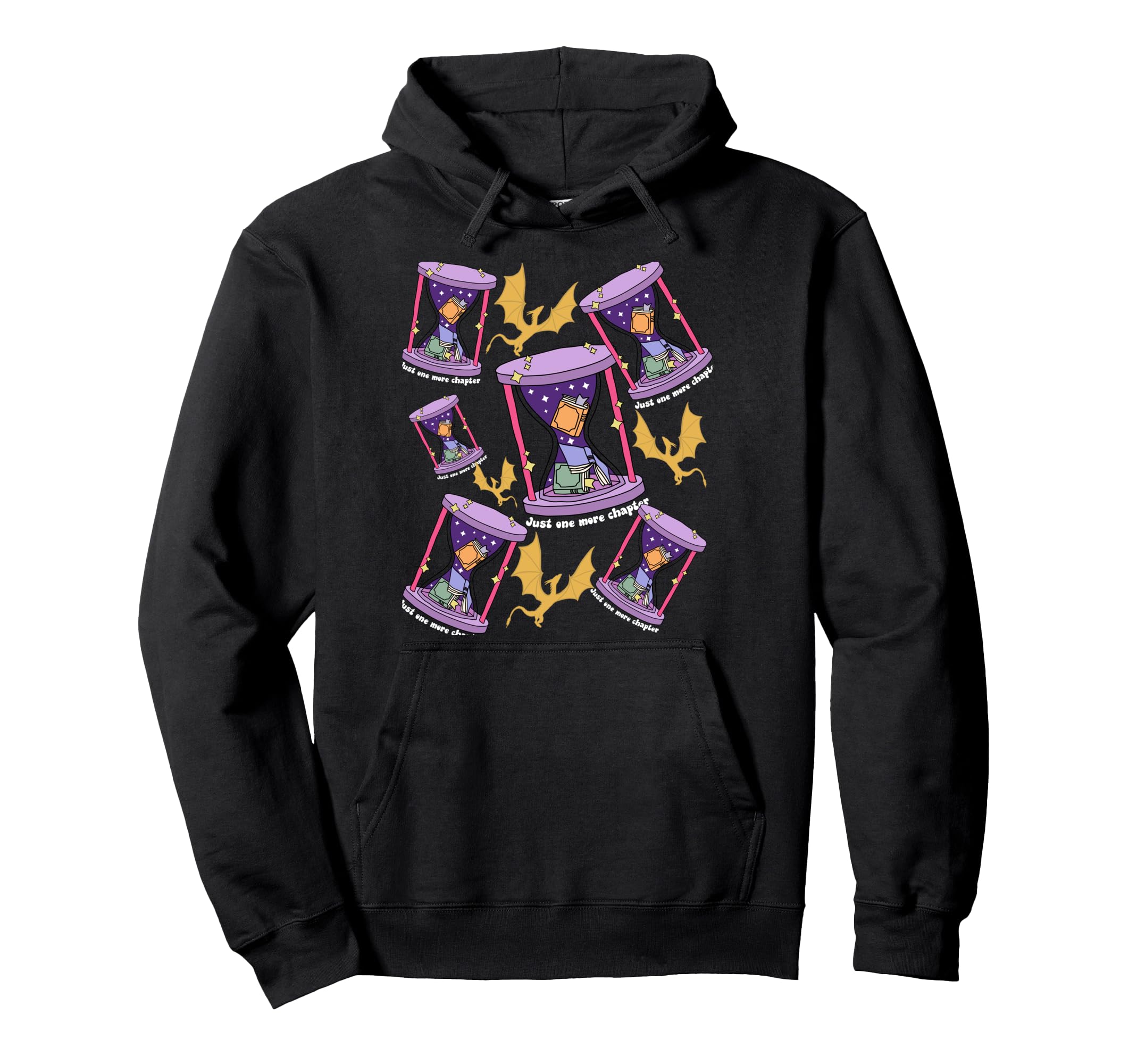 Fantasy Dragon And Hourglass Hoodie - Minimalist Print for Adults - T-Shirt, Sweatshirt, Hoodie