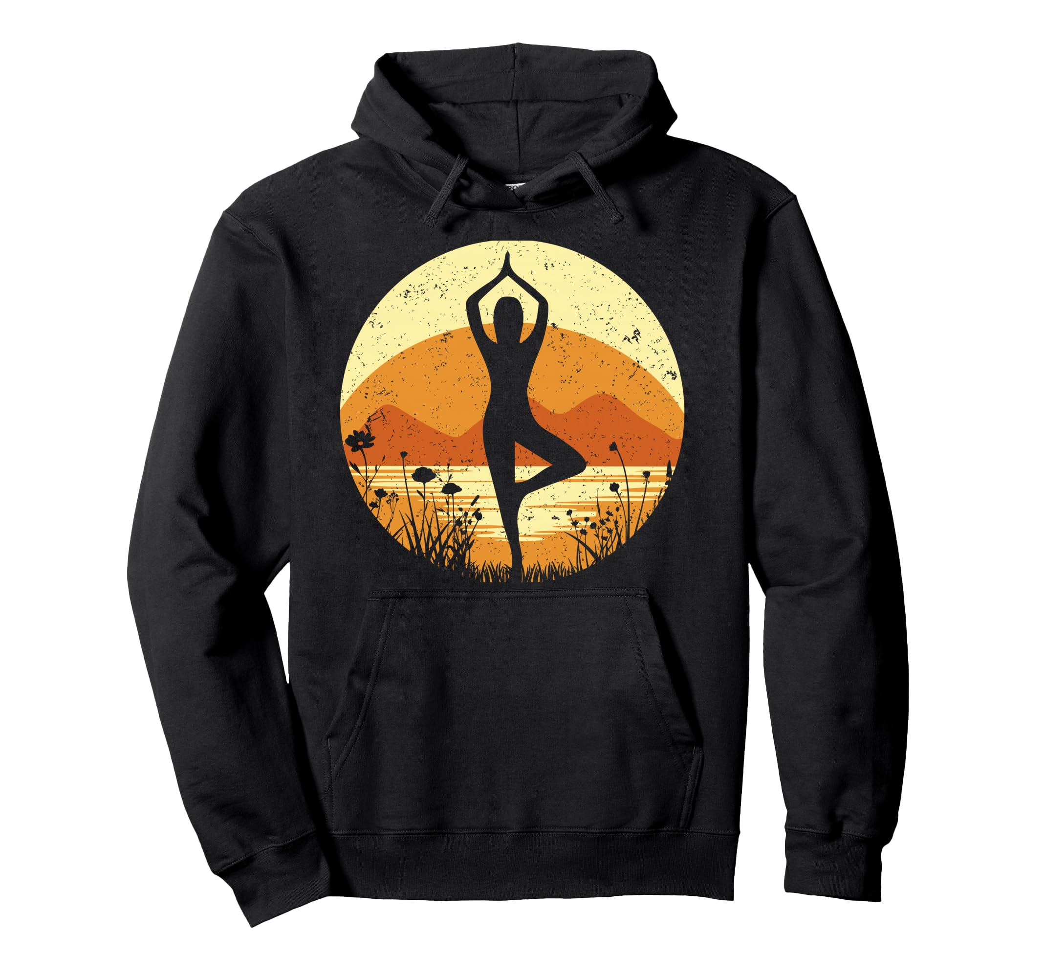 Sunset Yoga Tree Vrikshasan Pose Hoodie - Novelty Apparel Men Women - T-Shirt, Sweatshirt, Hoodie
