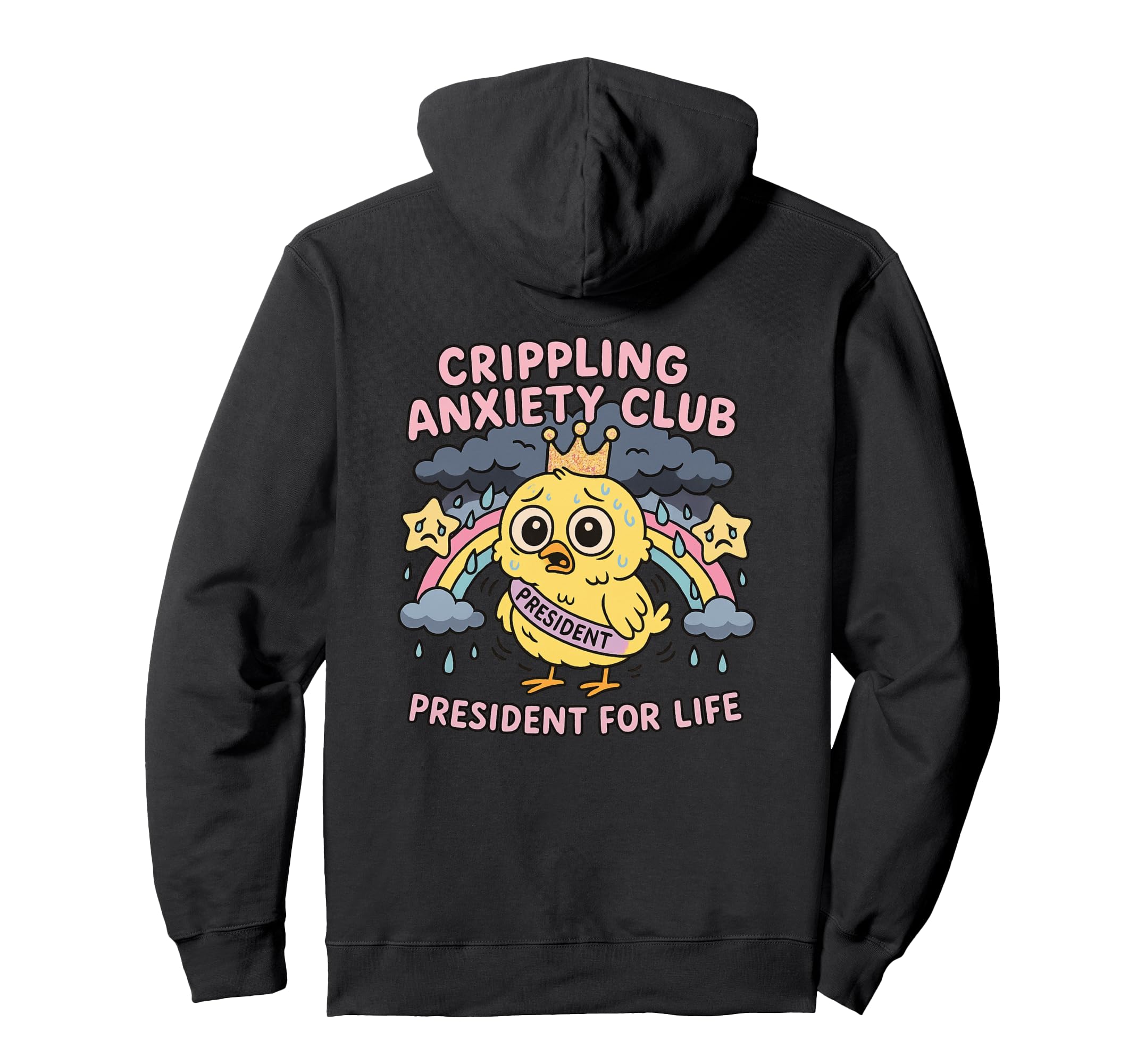 Crippling Anxiety Club Funny Sad Bird Hoodie - Aesthetic Graphic Unisex - T-Shirt, Sweatshirt, Hoodie