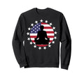 Patriotic Yoga Pose American Flag Sweatshirt - Minimalist Print for Adults - T-Shirt, Sweatshirt, Hoodie