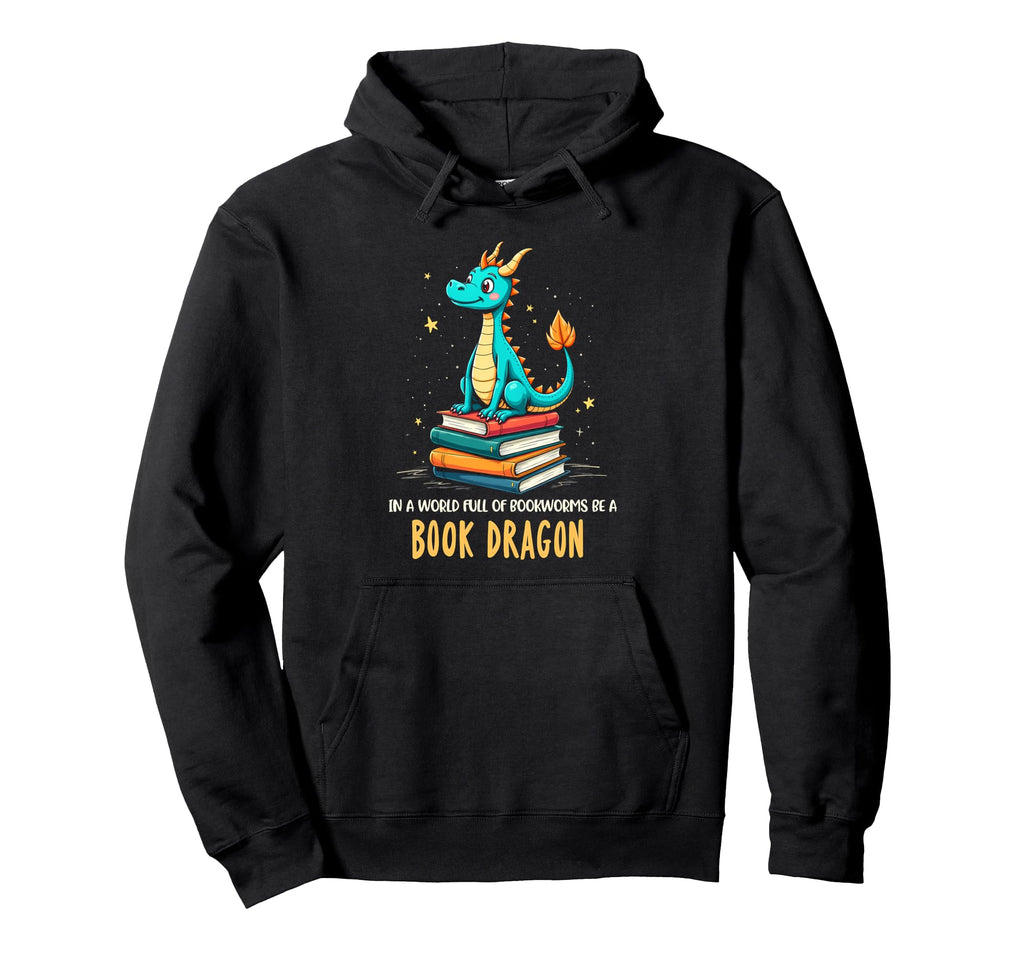 Unique Book Dragon Message Happy Reading Hoodie - Aesthetic Graphic Unisex - T-Shirt, Sweatshirt, Hoodie
