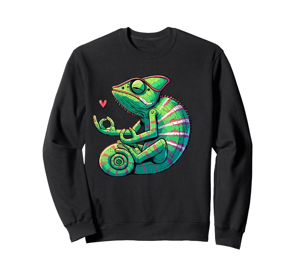 Meditation Chameleon Yoga Pose Sweatshirt - Aesthetic Graphic for Adults - T-Shirt, Sweatshirt, Hoodie