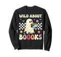 Wild About Books Checkered Ghost Sweatshirt - Aesthetic Graphic Unisex - T-Shirt, Sweatshirt, Hoodie