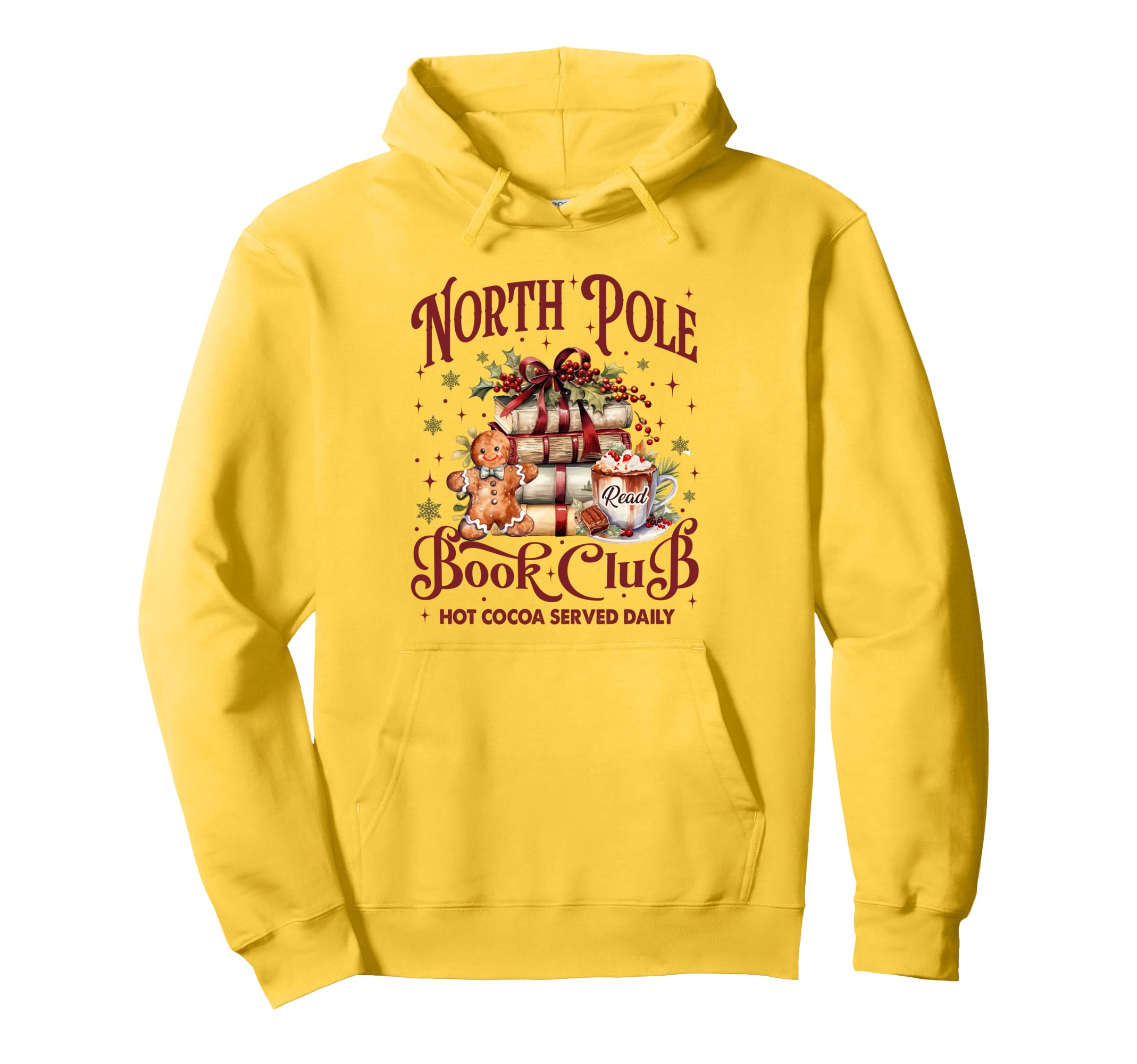 North Pole Book Club Hot Cocoa Book Hoodie - Unique Graphic for Adults - T-Shirt, Sweatshirt, Hoodie
