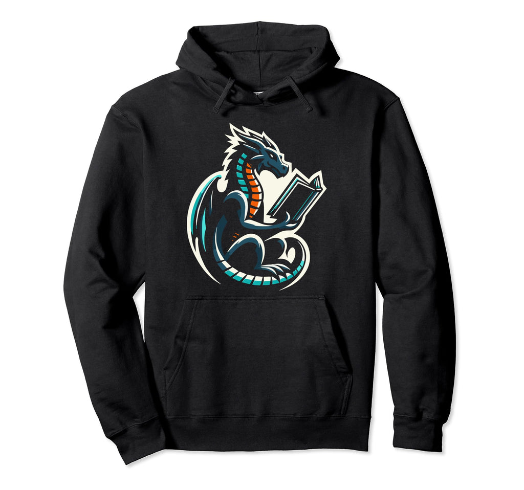 Dragon Reading Book Dragon Enthusiast Hoodie - Aesthetic Graphic Unisex - T-Shirt, Sweatshirt, Hoodie